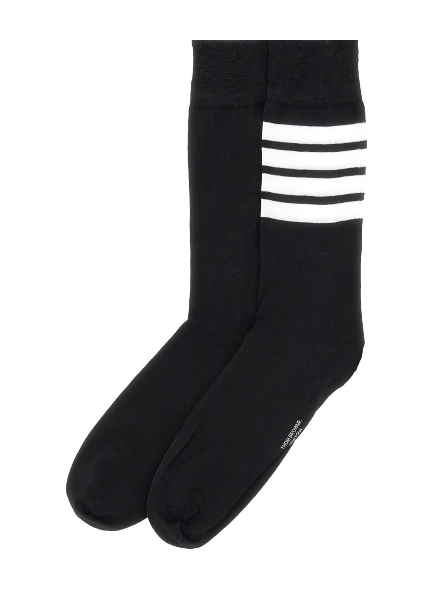 Shop Thom Browne 4bar Socks. In Black