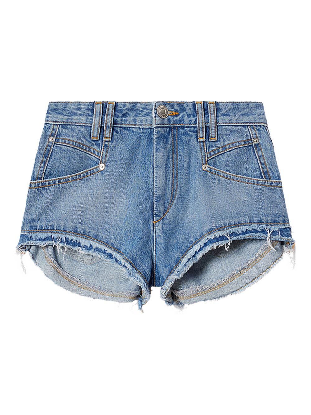 Isabel Marant Eneidala Denim Shorts Silk Nylon Blend In Blue
