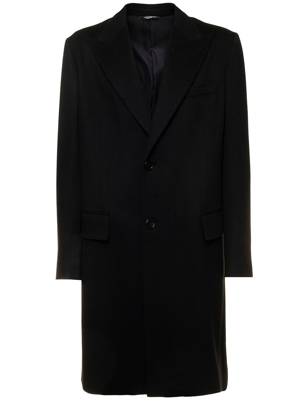 Black Single-breasted Coat In Wool Man Dolce & Gabbana