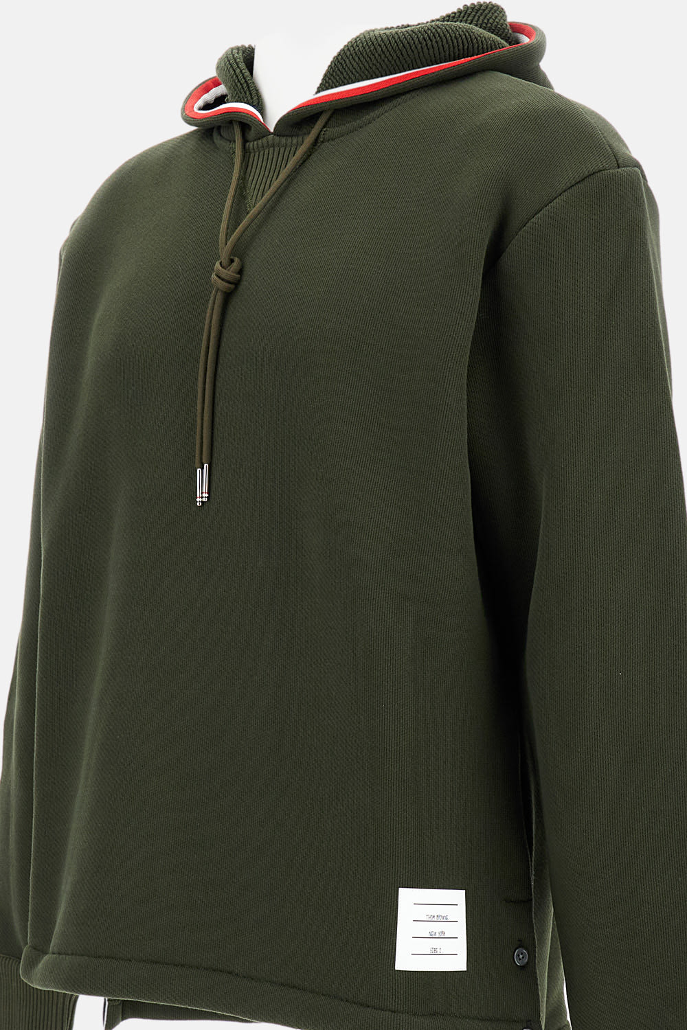 Thom Browne Oversized Hoodie Pullover With Tipping Stripe In Chunky Loopback In Green