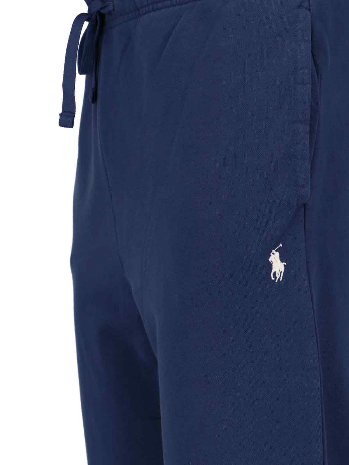 Shop Polo Ralph Lauren Logo Track Pants In Blu Navy
