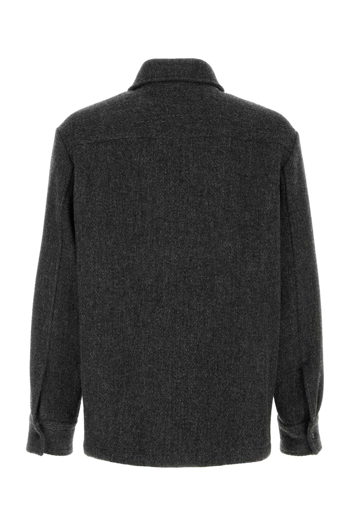 Jil Sander Collared Long Sleeve Wool Blend Tailored Jacket In Gray