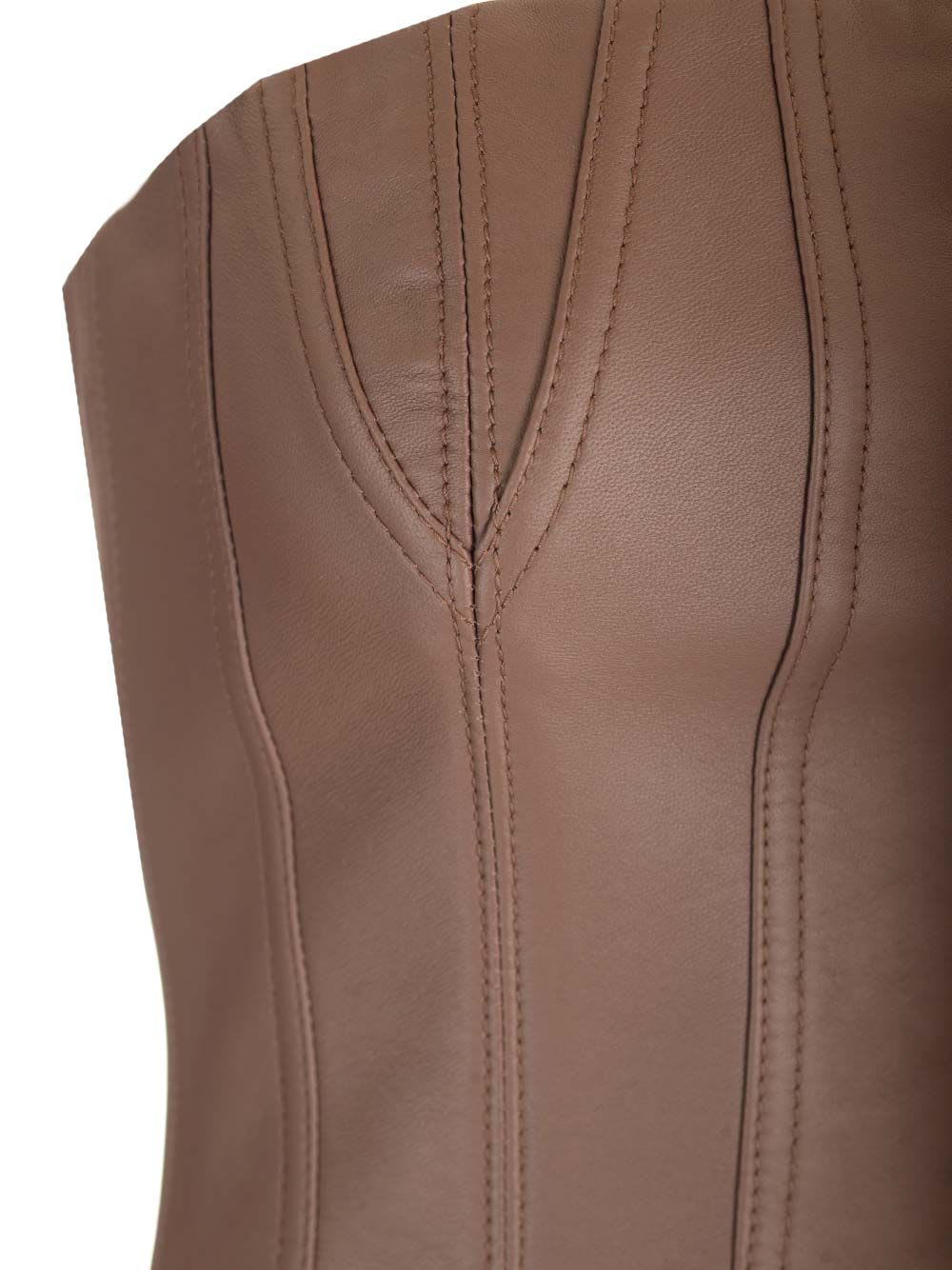 Shop Amiri Leather Bustier In Brown