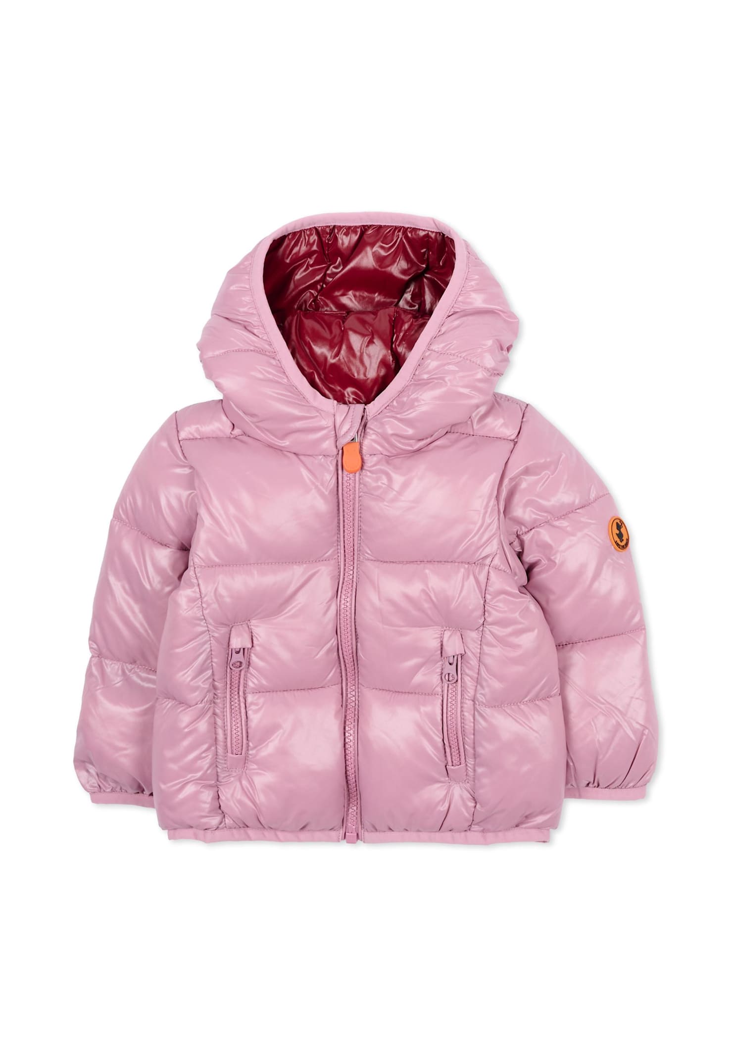 Save The Duck Purple Down Jacket For Baby Girl With Logo In Purple