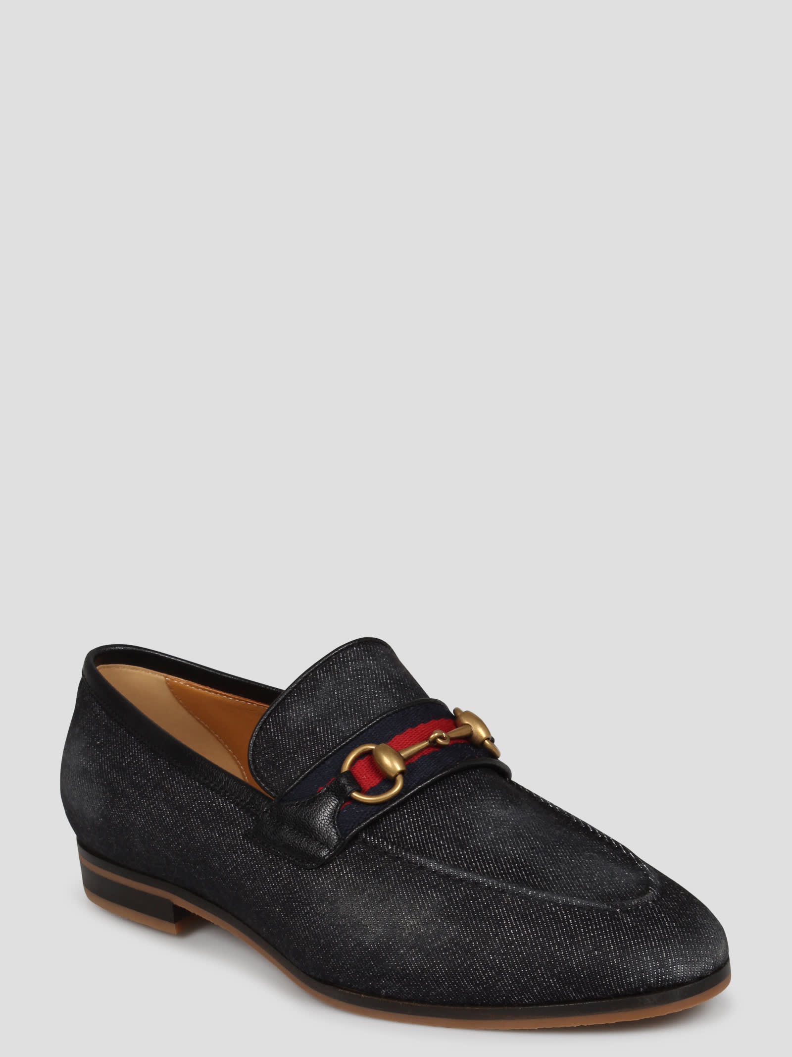 Shop Gucci Horsebit Loafers In Blue