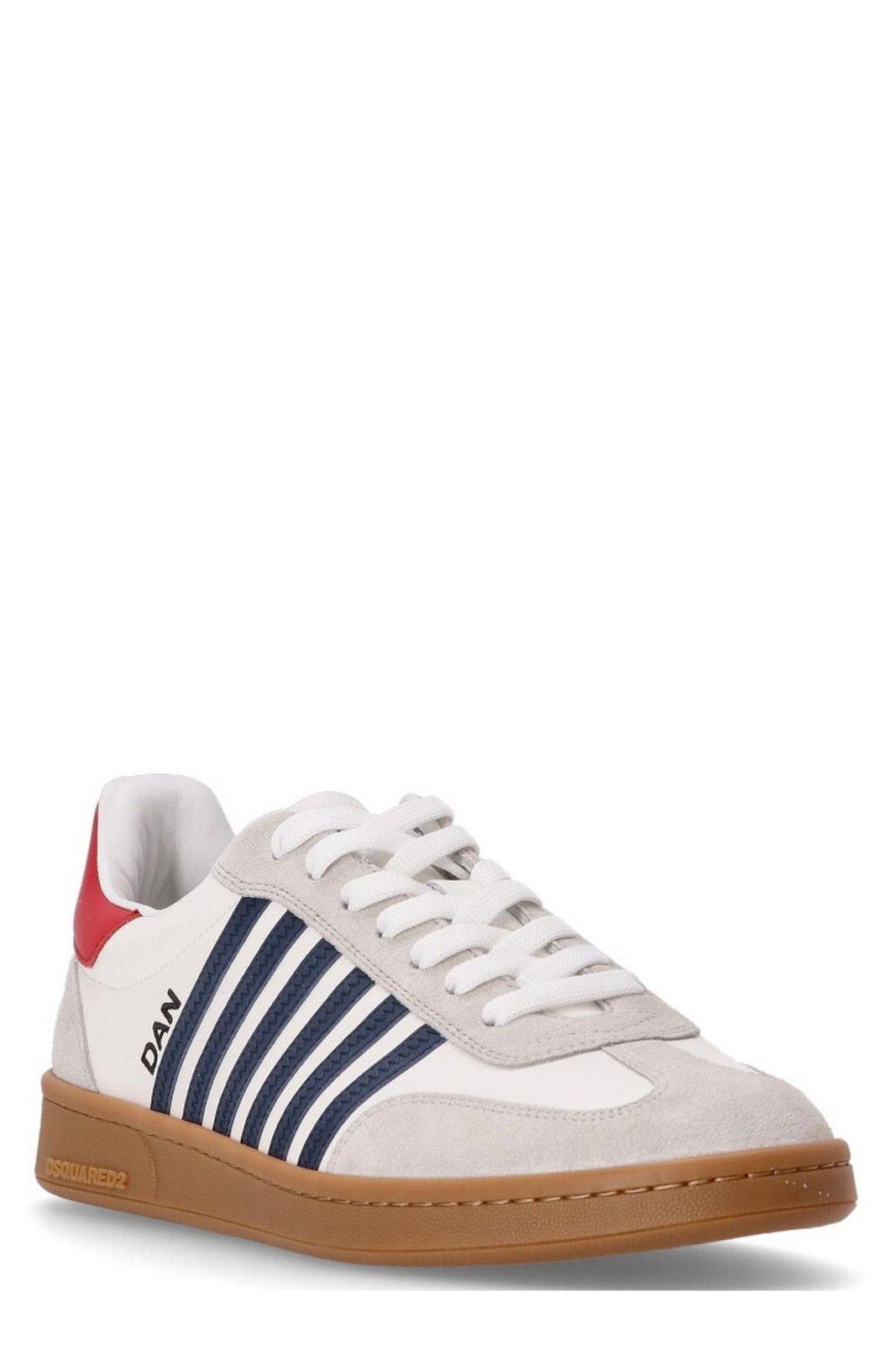 Shop Dsquared2 Round Toe Low-top Sneakers In White Blue Red