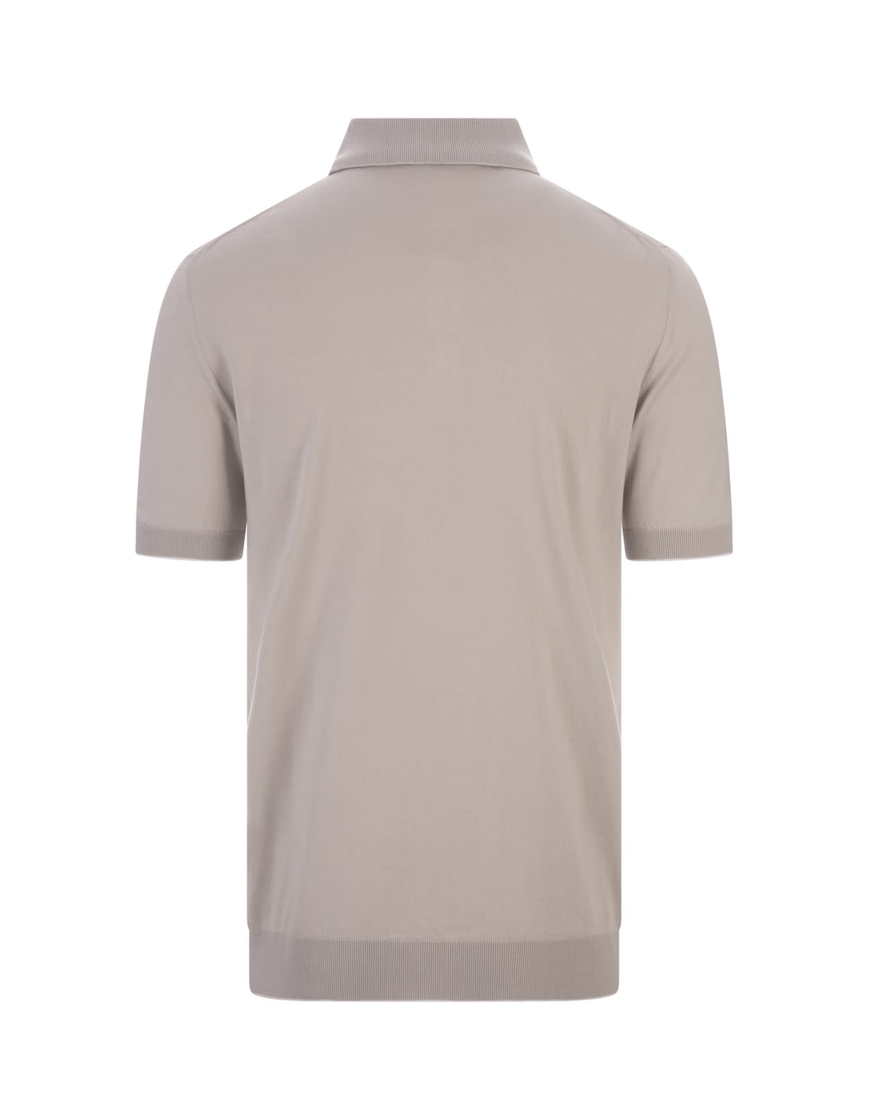 Shop Kiton Taupe Knitted Polo With Logo In Grey