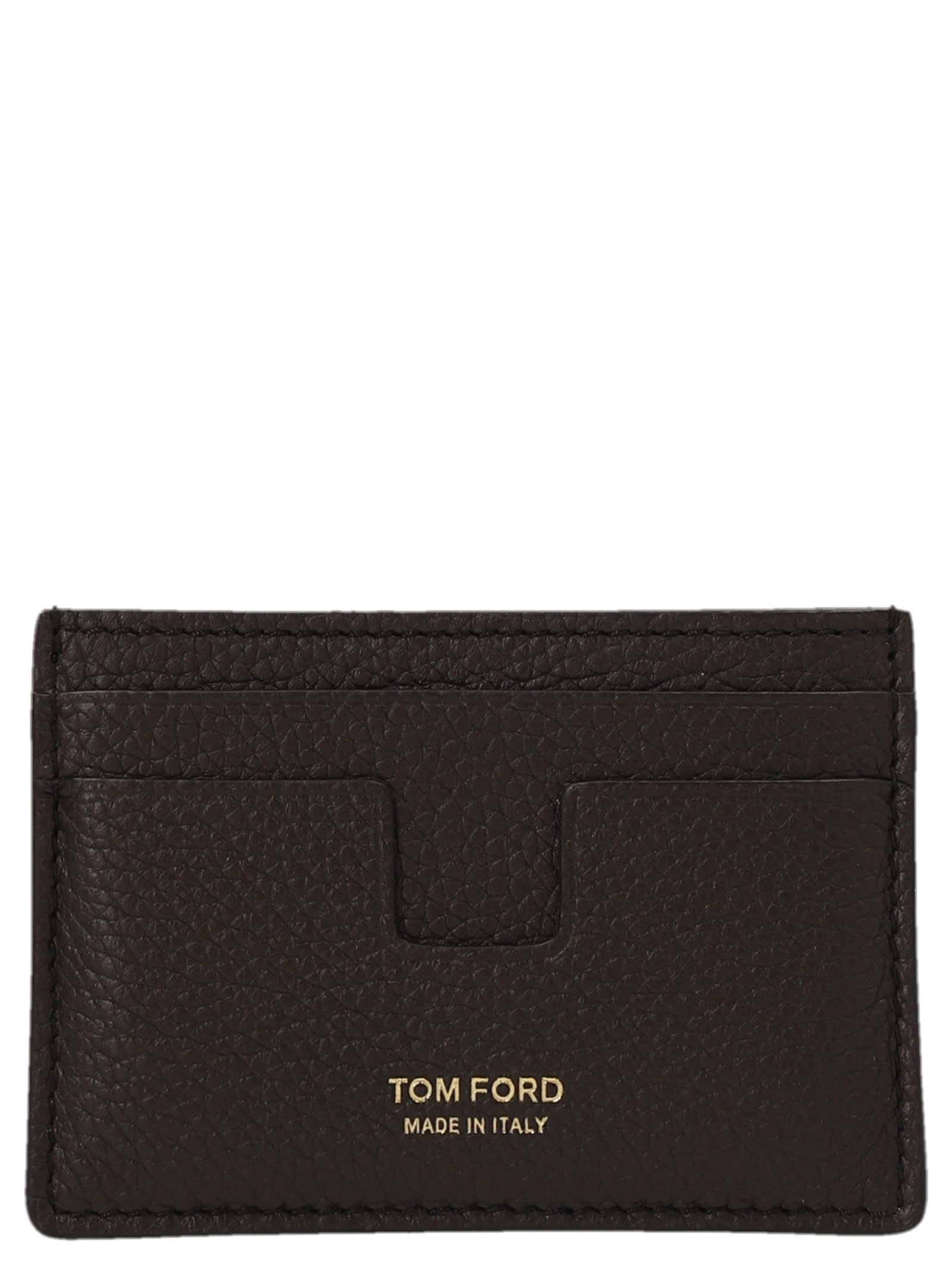 Tom Ford Logo Print Card Holder In Brown