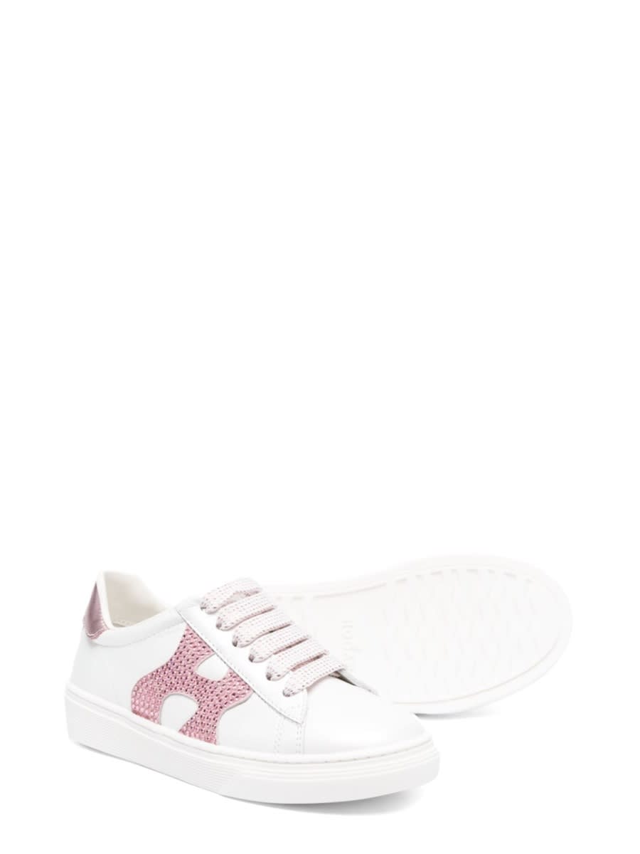 Shop Hogan Sneaker J340 H Rhinestone In White