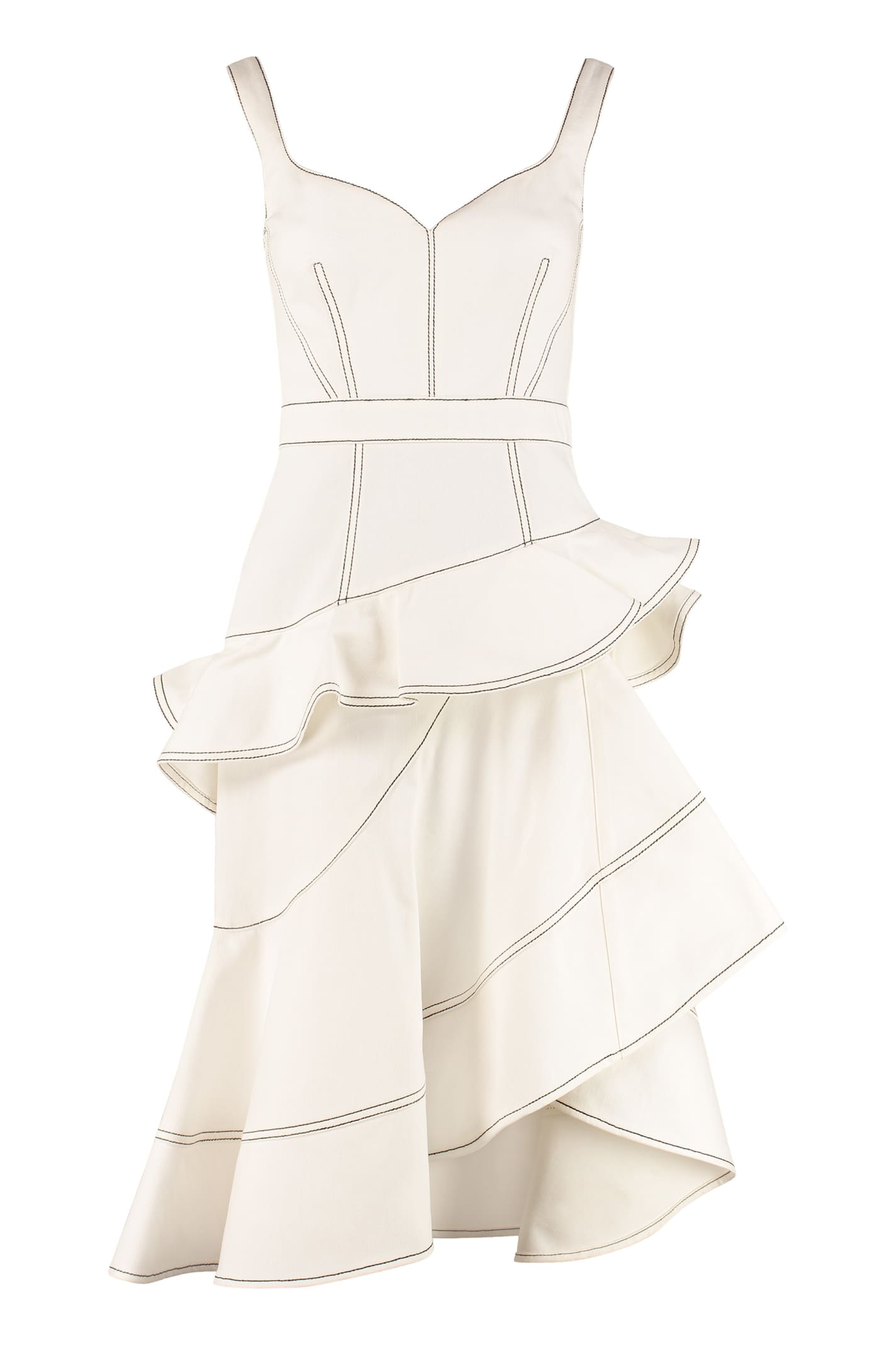 Alexander McQueen Asymmetric Denim Midi Dress