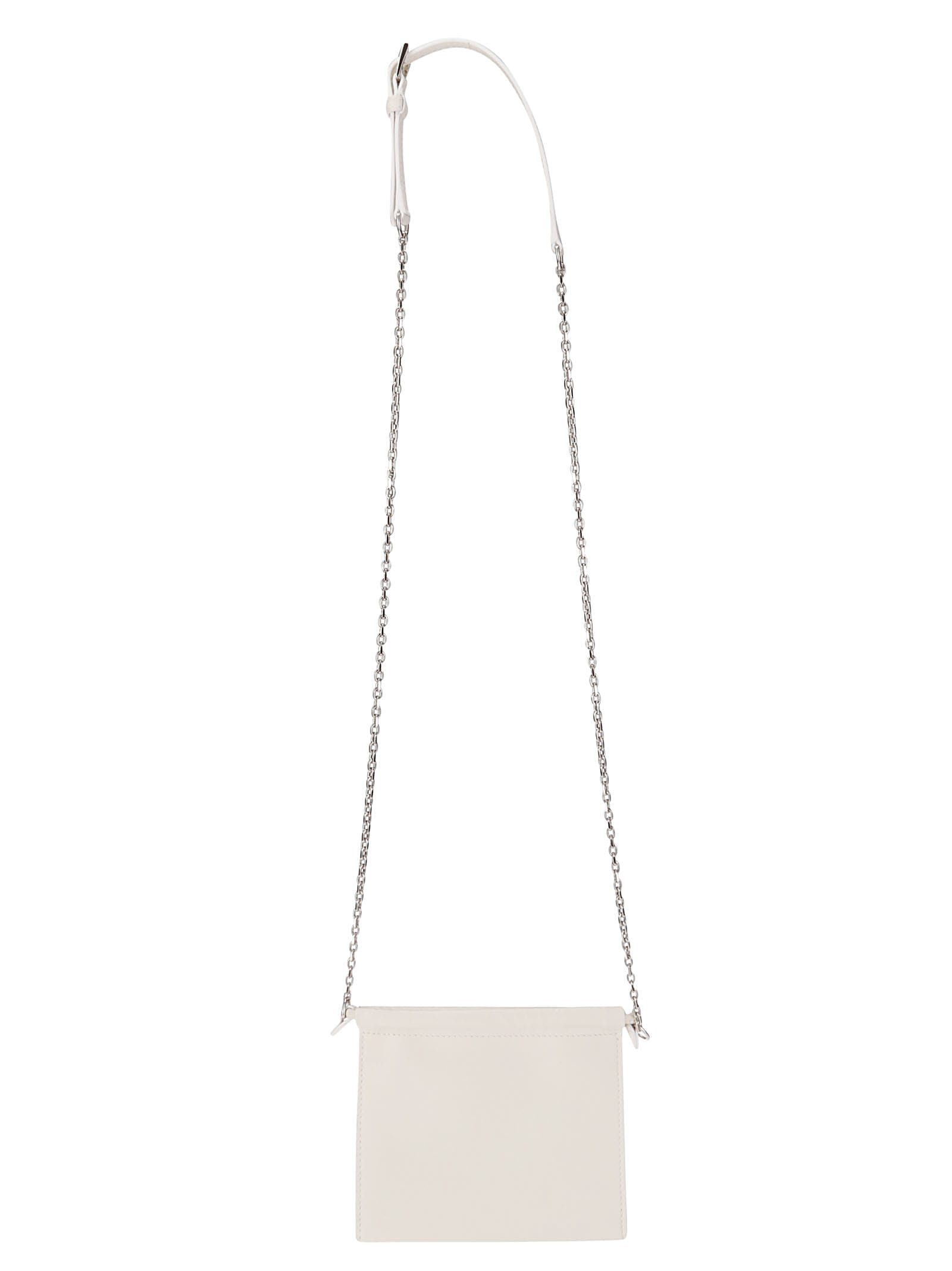 Maison Margiela Drawstring Phone Neck Pouch With Chain In White