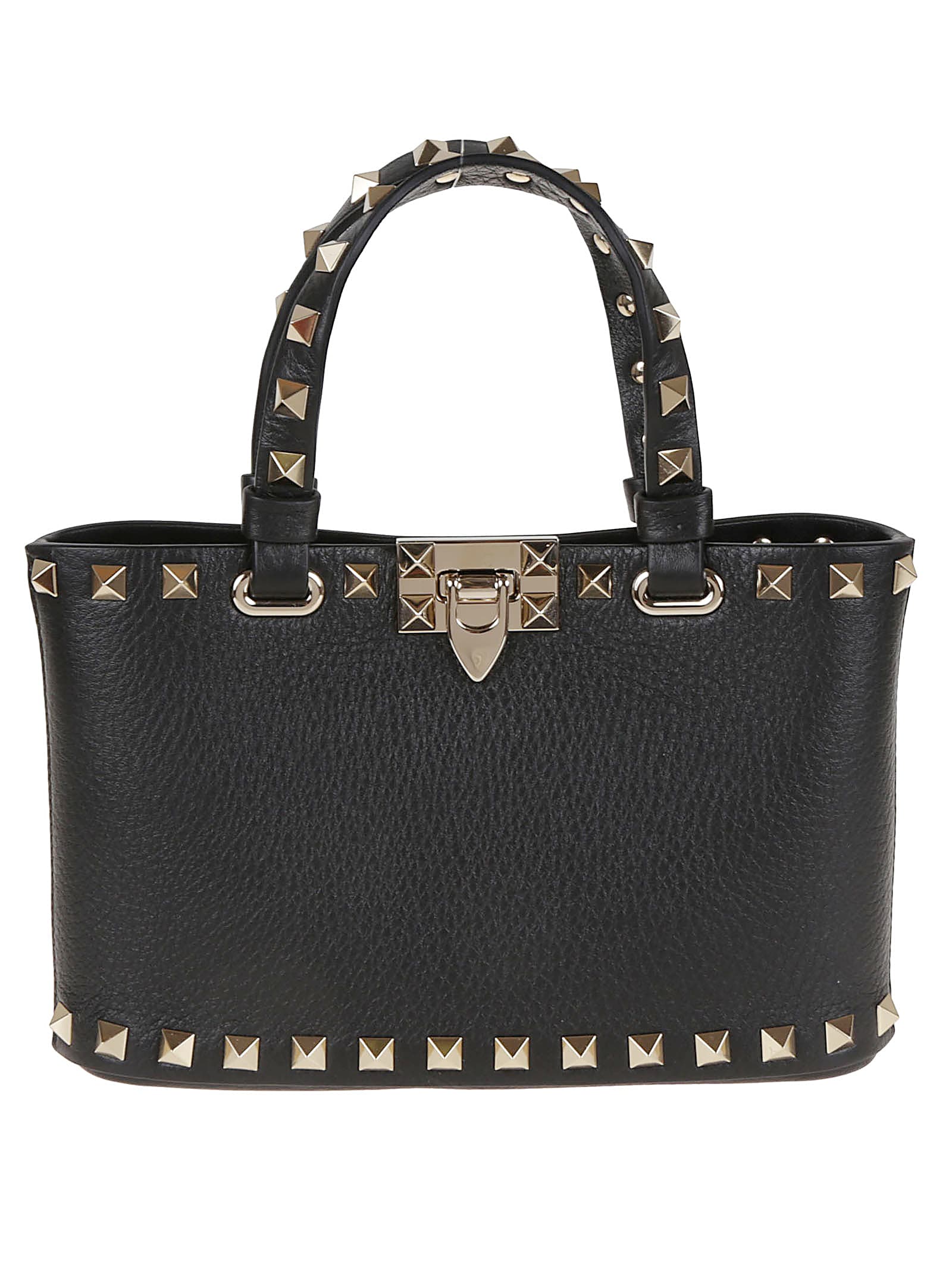 Valentino Rockstud Mini Tote Bag With Chain Strap In Black