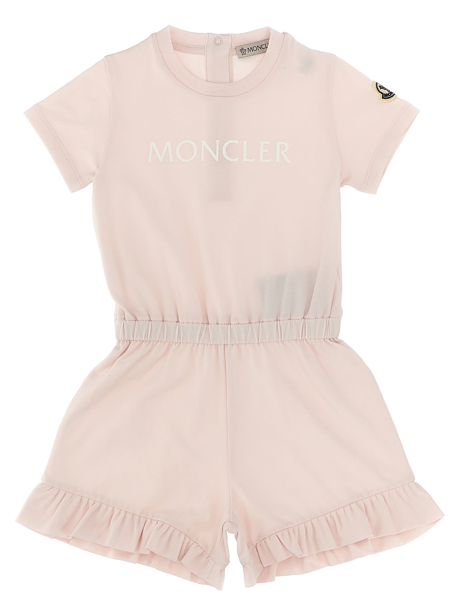 Moncler Babies' Logo Print Bib In Pink