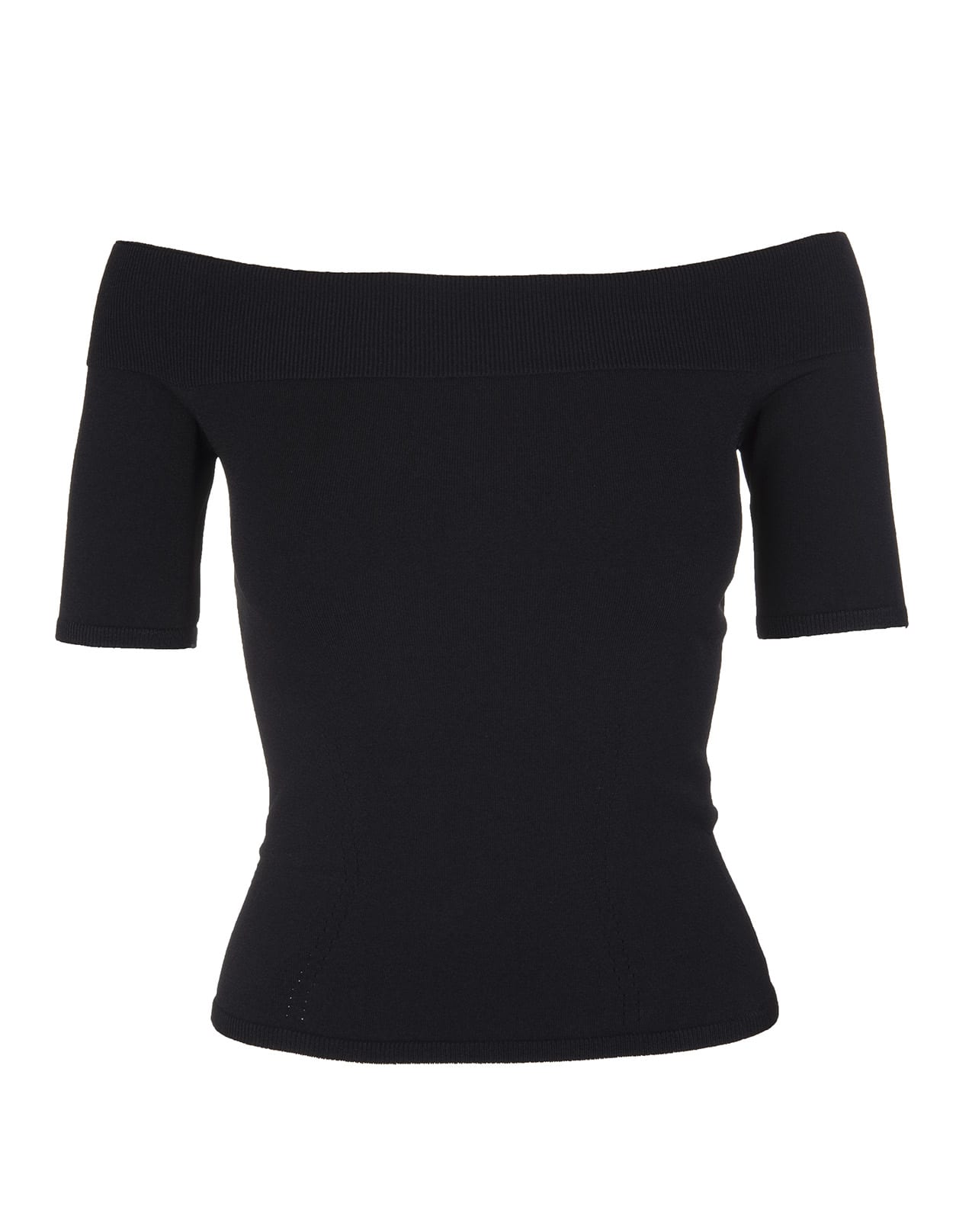 Alexander McQueen Black Knitted Top With Off Shoulders