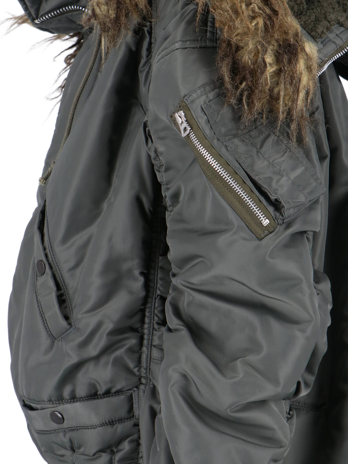 Junya Watanabe Quilted Jacket With Drawstring Hood And Fur Trim In Black