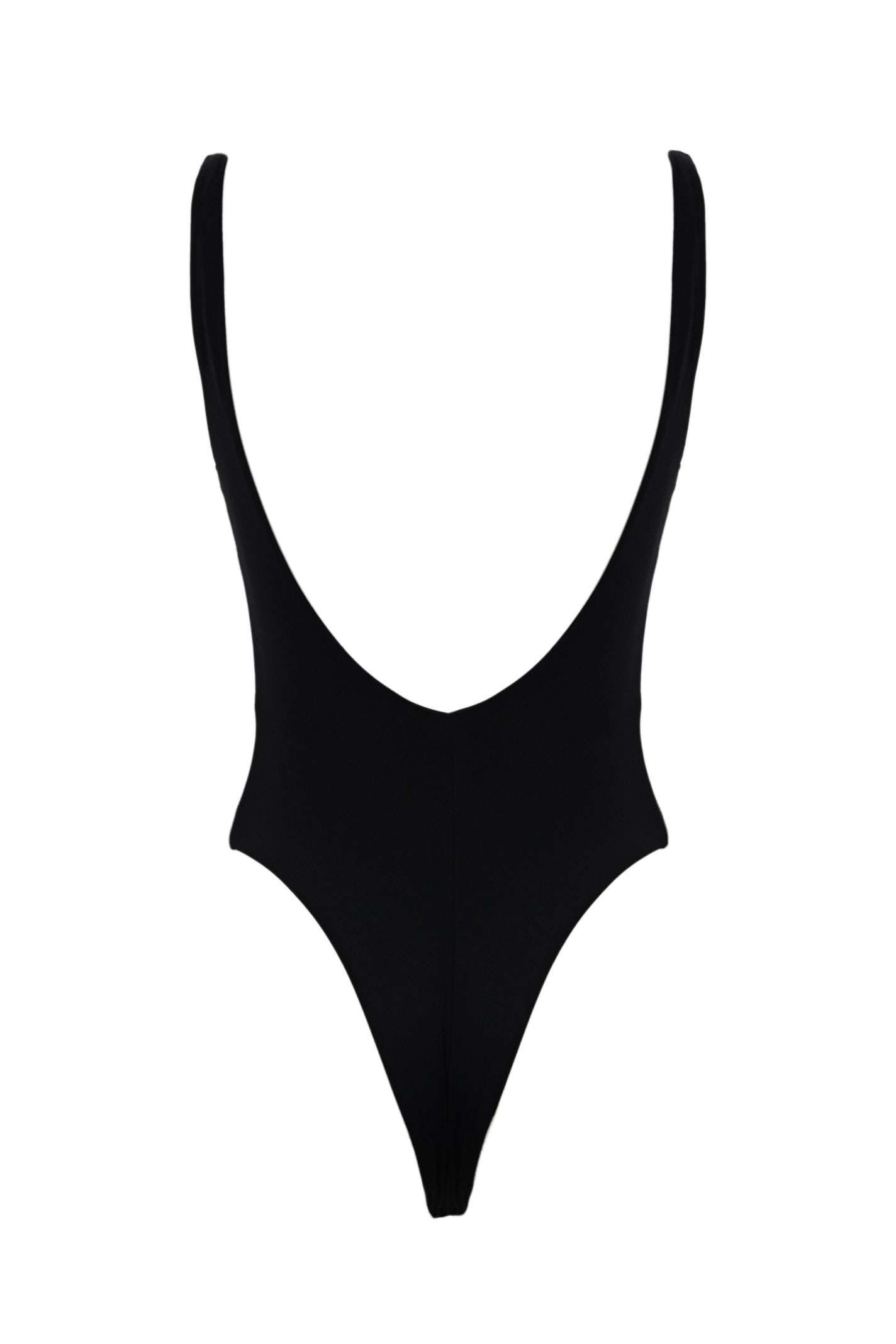 Shop Elisabetta Franchi One-piece Swimsuit In Lycra And Rhinestone Logo In Nero