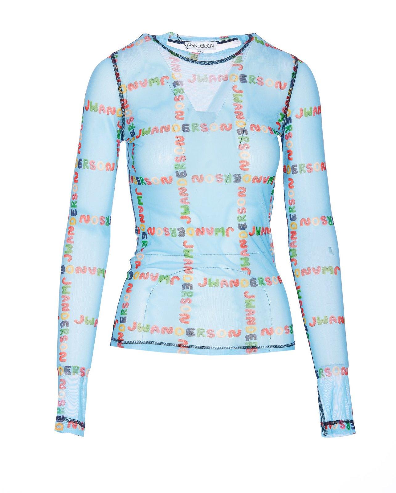 Shop Jw Anderson Long Sleeve Mesh Top In Clear Blue
