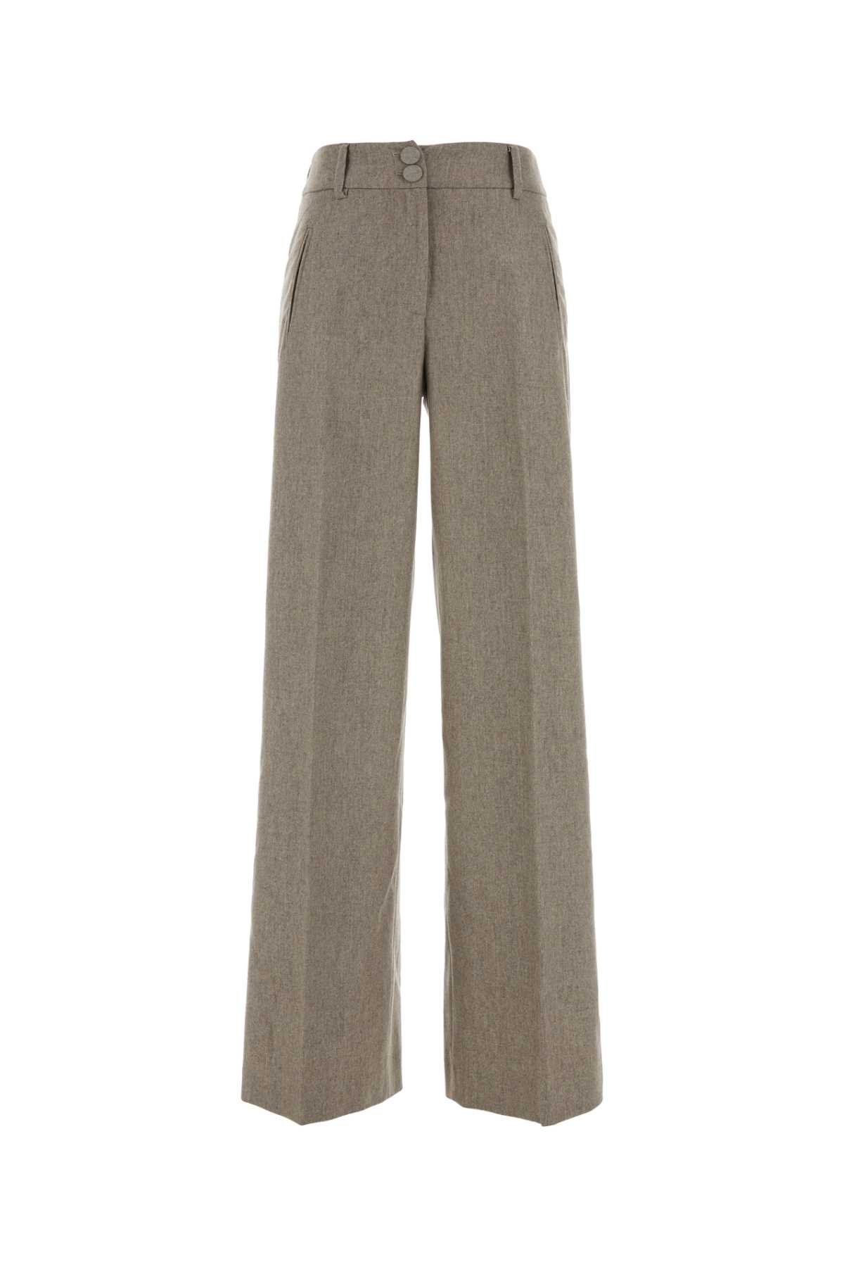 Shop Pt Torino Melange Cappuccino Stretch Wool Blend Palazzo Pant In Naturale