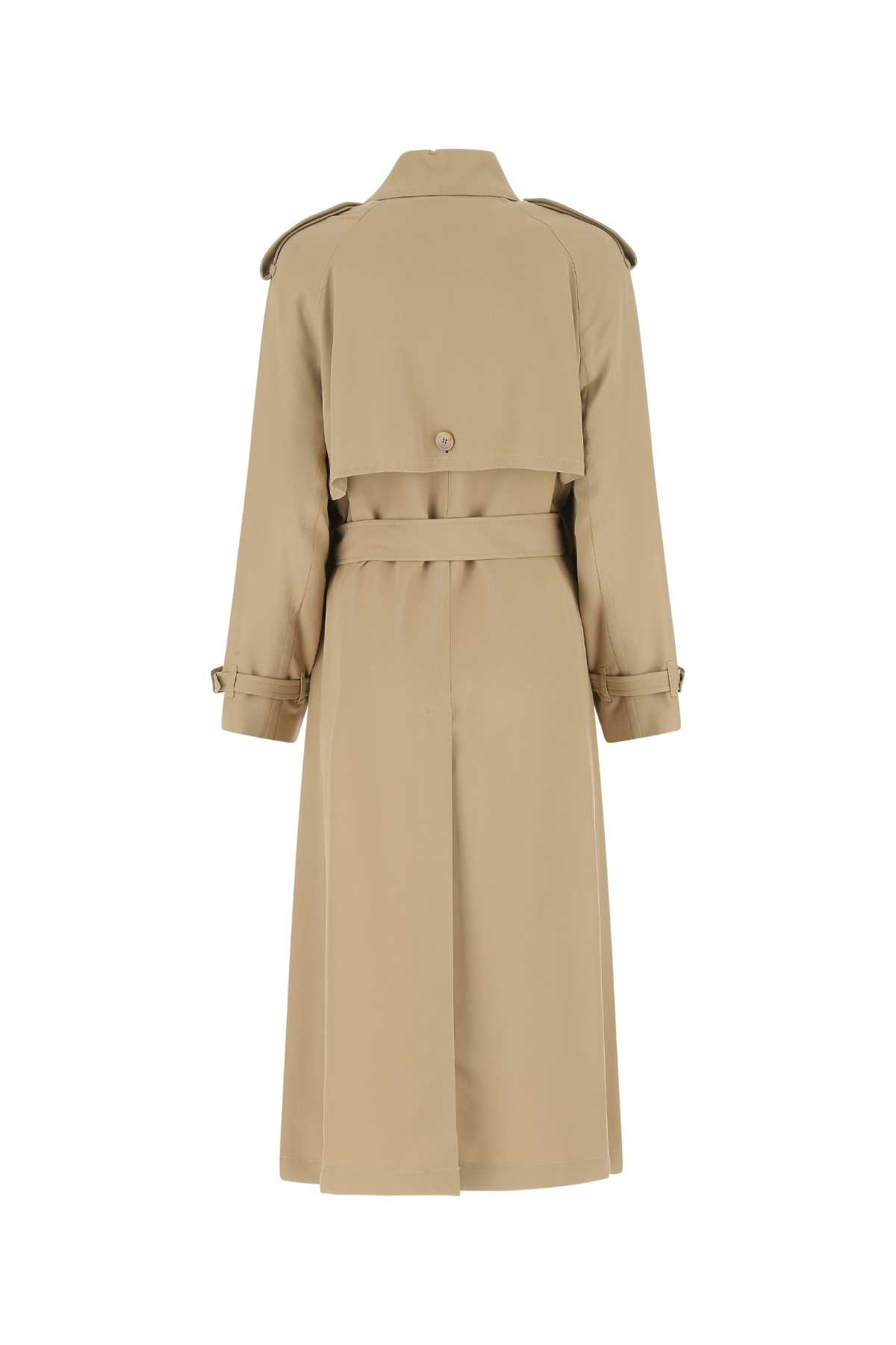 Shop Burberry Beige Viscose Trench Coat In A7405