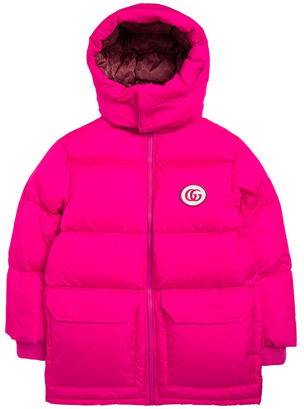 Gucci Pink Nylon Down Jacket?With Logo Patch