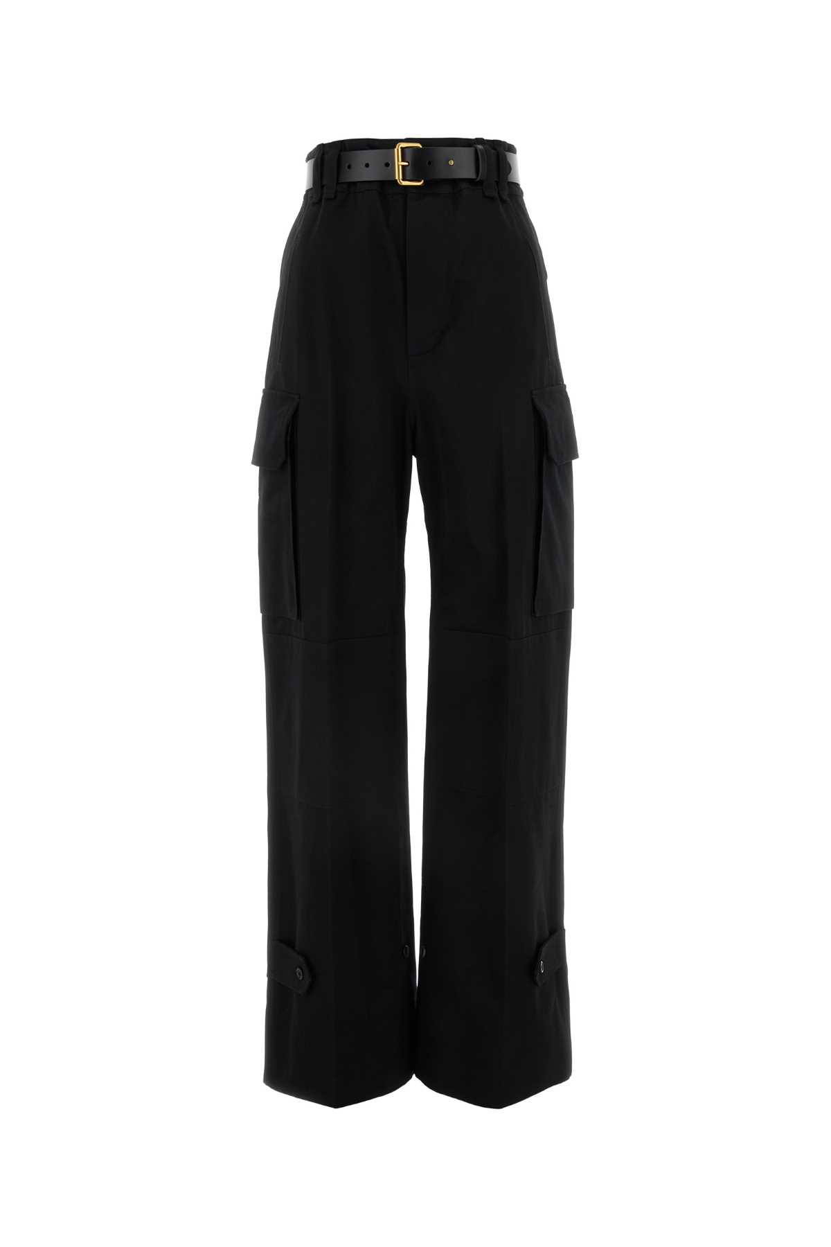 Shop Saint Laurent Black Cotton Pant In Noir