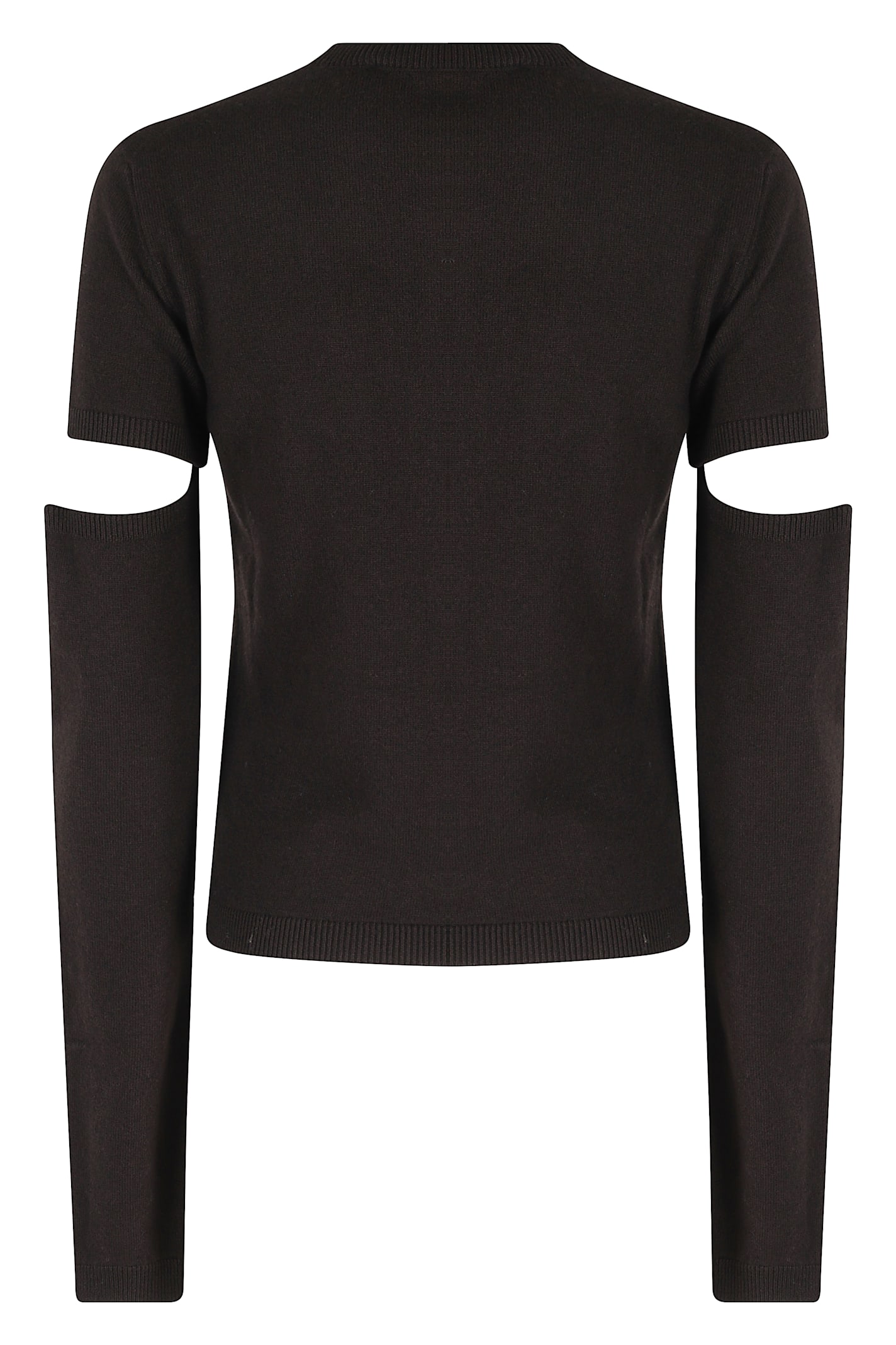Federica Tosi Innovative Cut-off Crew Neck Sweater With Removable Sleeves In Brown