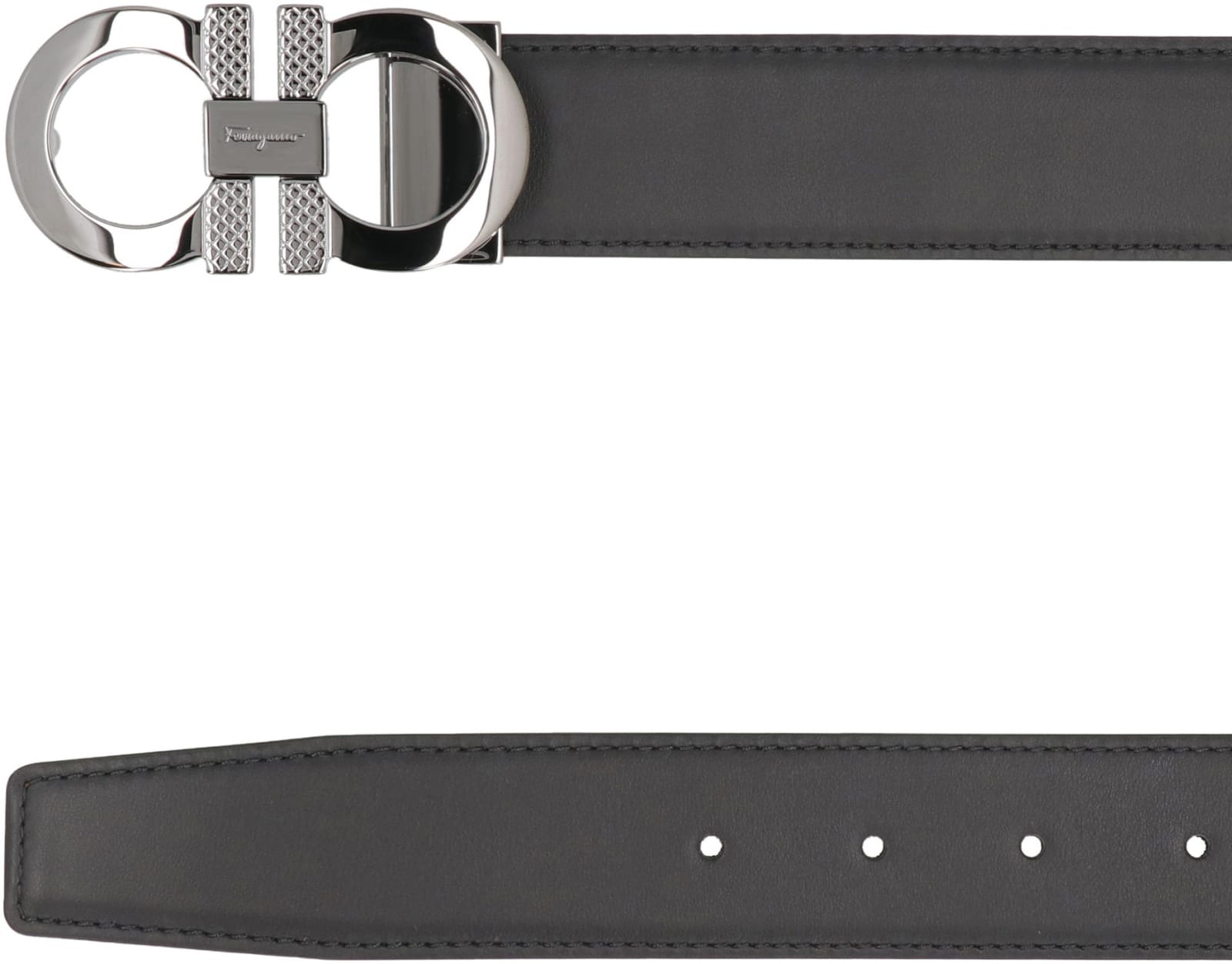 Shop Ferragamo Reversible Leather Belt In Black