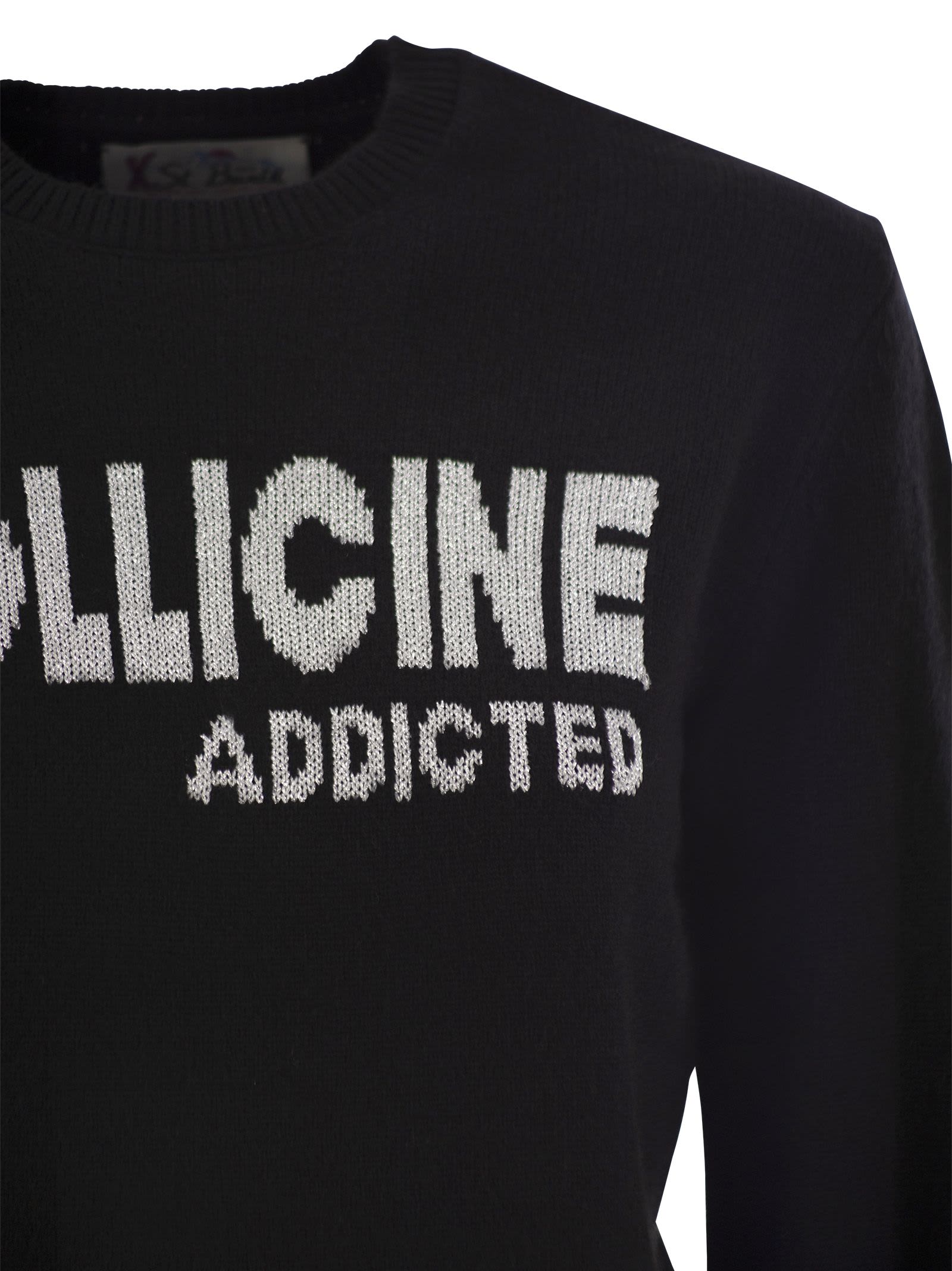 Mc2 Saint Barth Wool And Alpaca Blend Sweater With Embroidery Bollicine Addicted In Black
