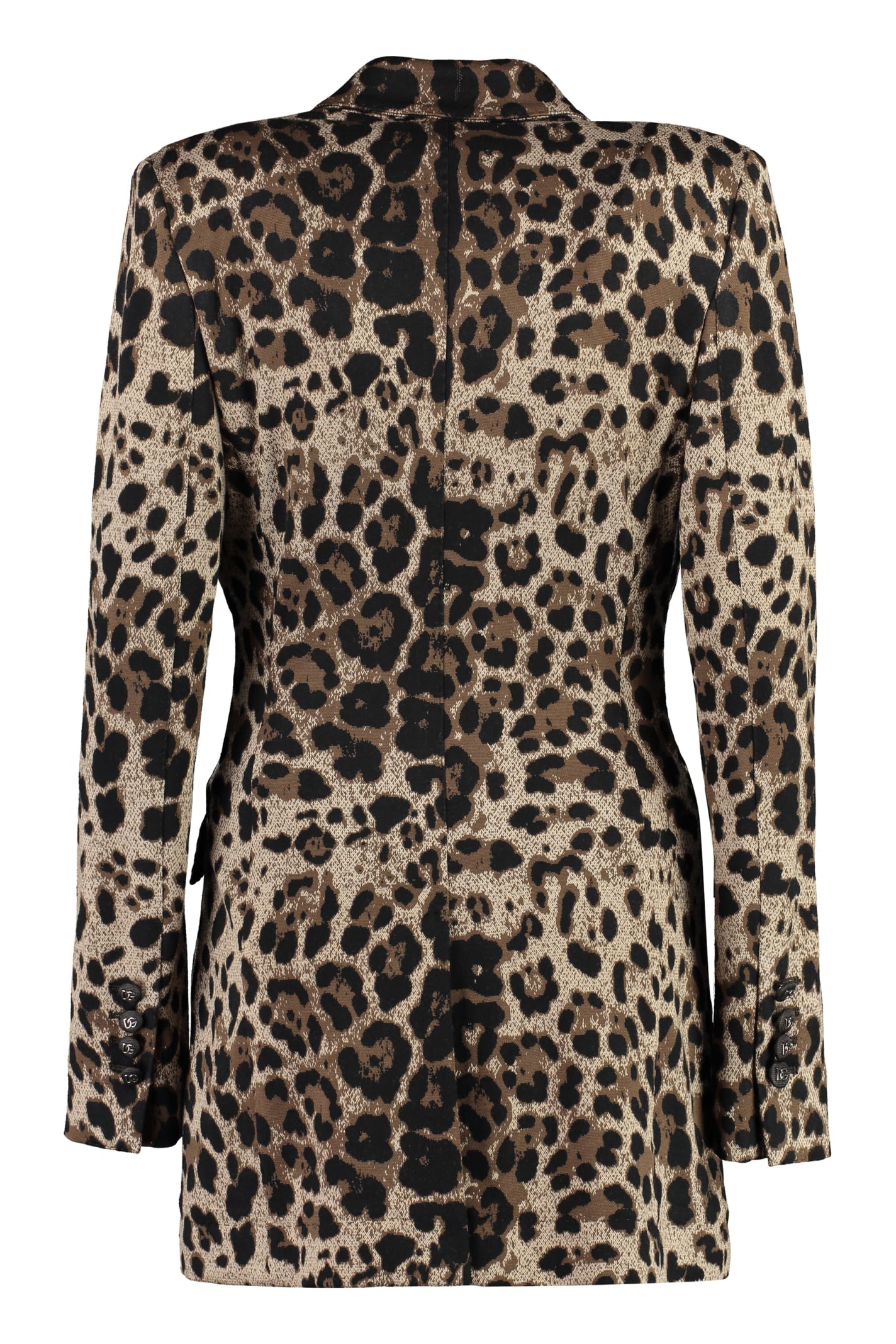 Shop Dolce & Gabbana Double-breasted Knit Jacket In Animalier