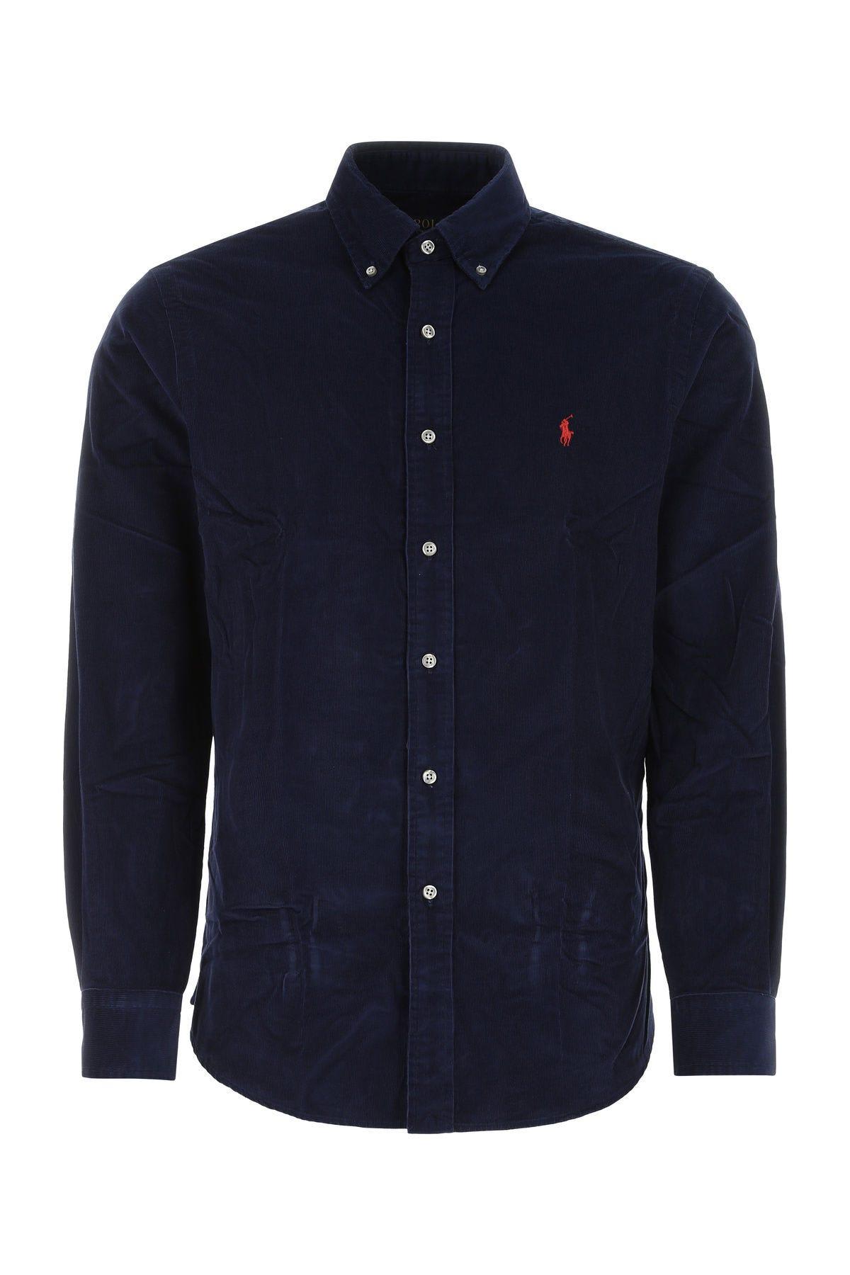 Shop Polo Ralph Lauren Midnight Blue Corduroy Shirt In Newport Navy