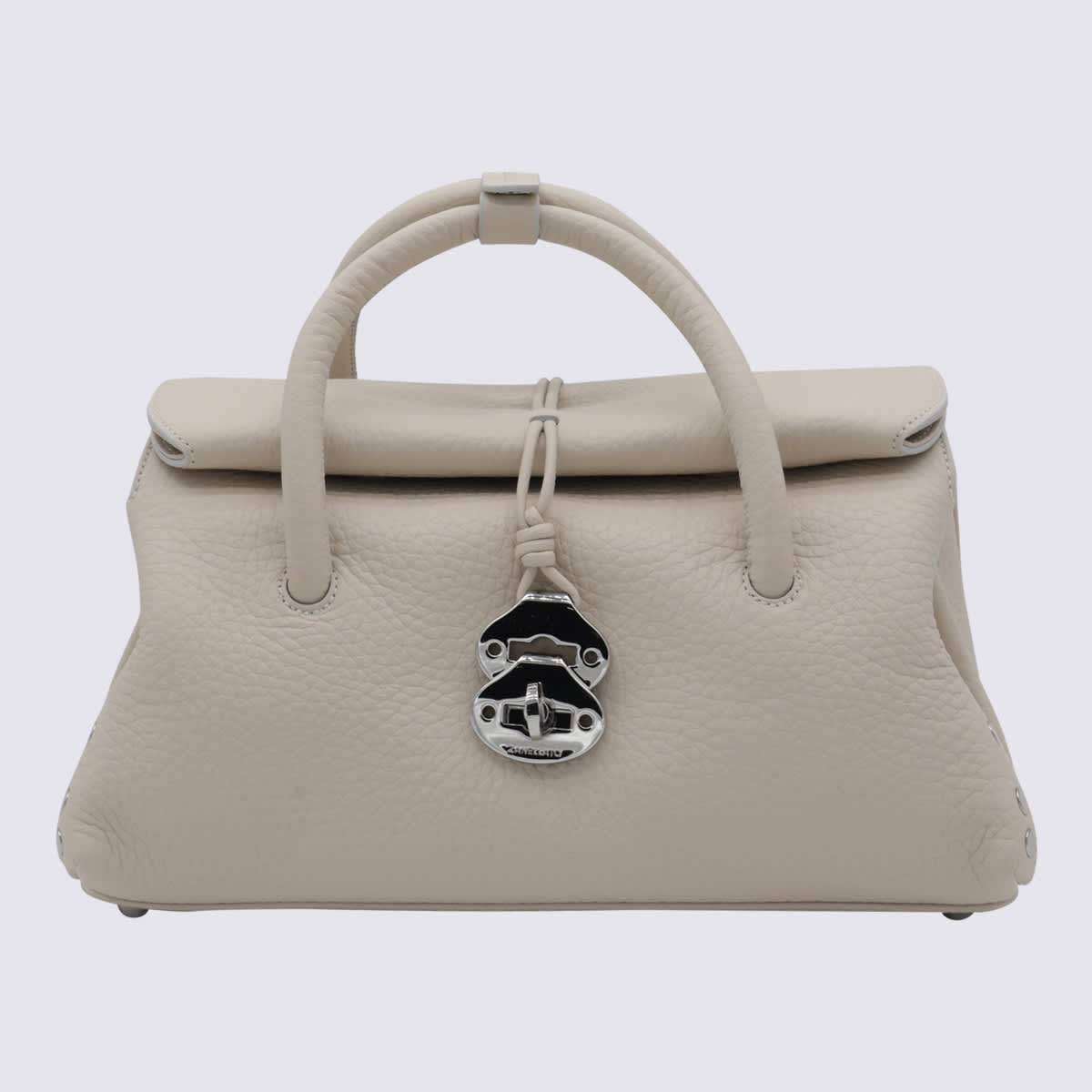 Beige Leather Dotta Top Handle Bag