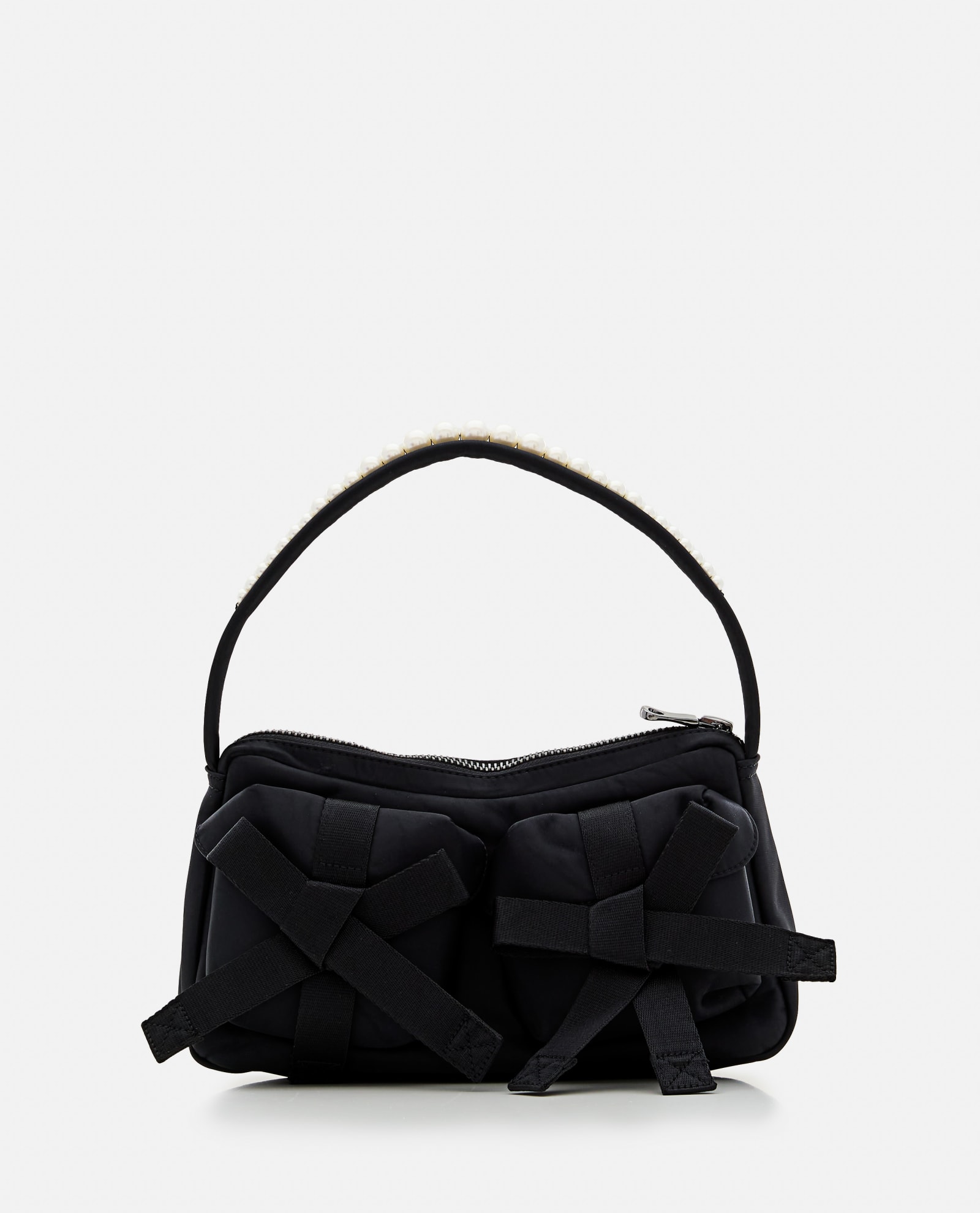 Shop Simone Rocha Utility Bow Pocket Pochette Bag W/ Emb In Black