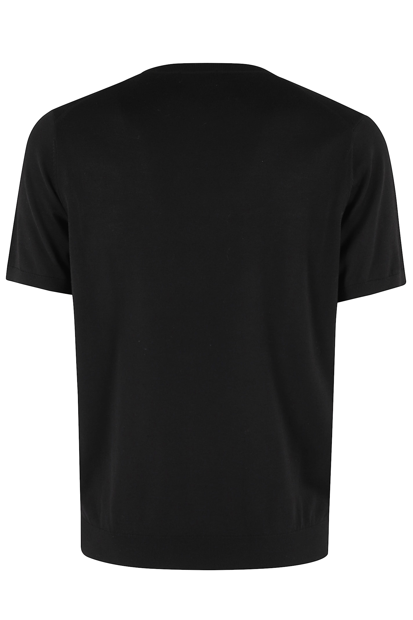 Kangra Cashmere Kangra Short-sleeve Knit Top With Ribbed Detailing In Nero