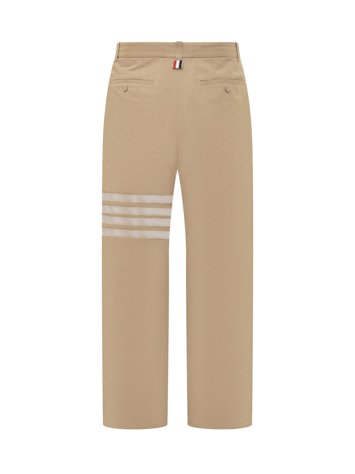 Shop Thom Browne Cotton Pants With 4-bar Motif In Camel