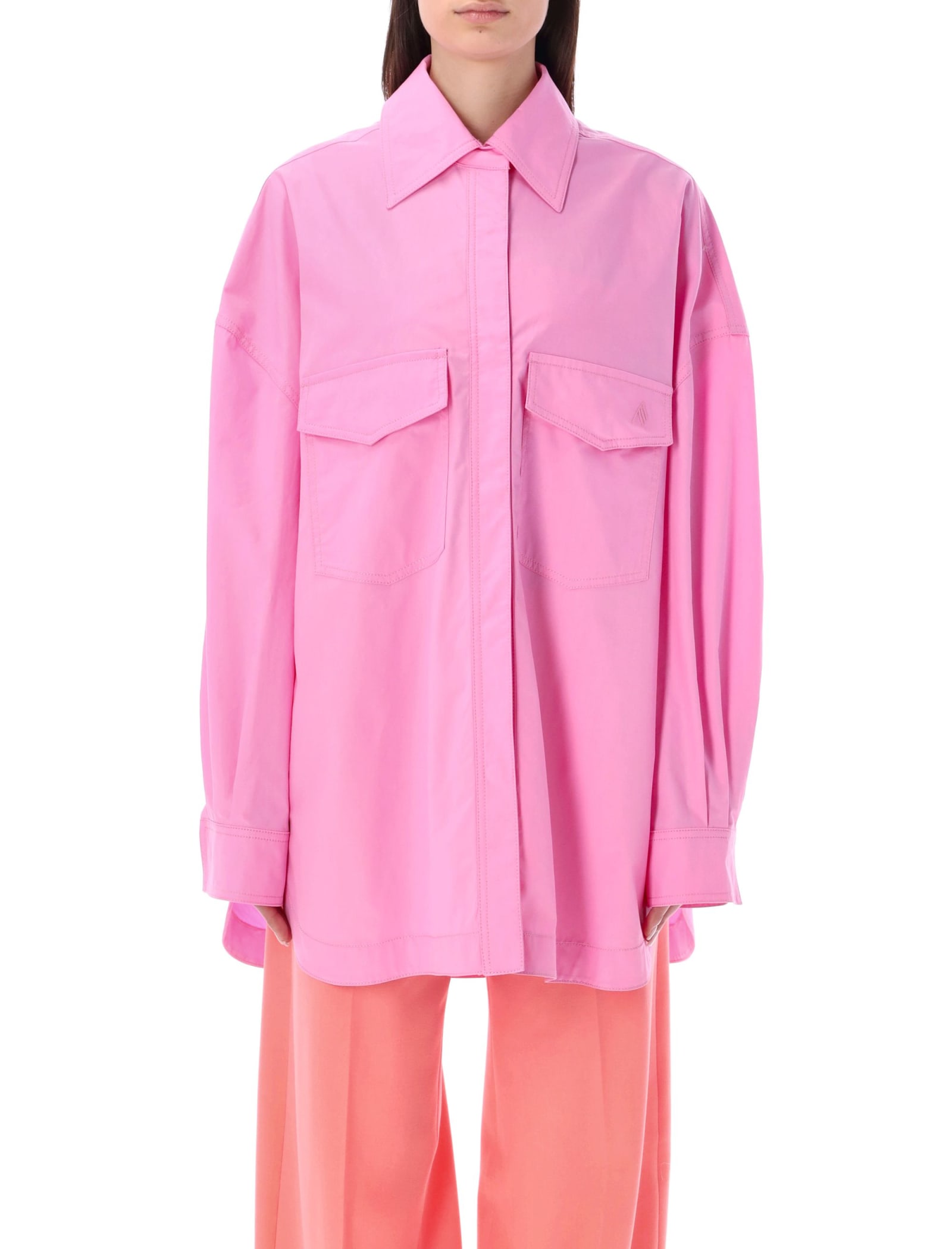 Attico Cotton Canvas Overshirt Jacket In Neon Pink