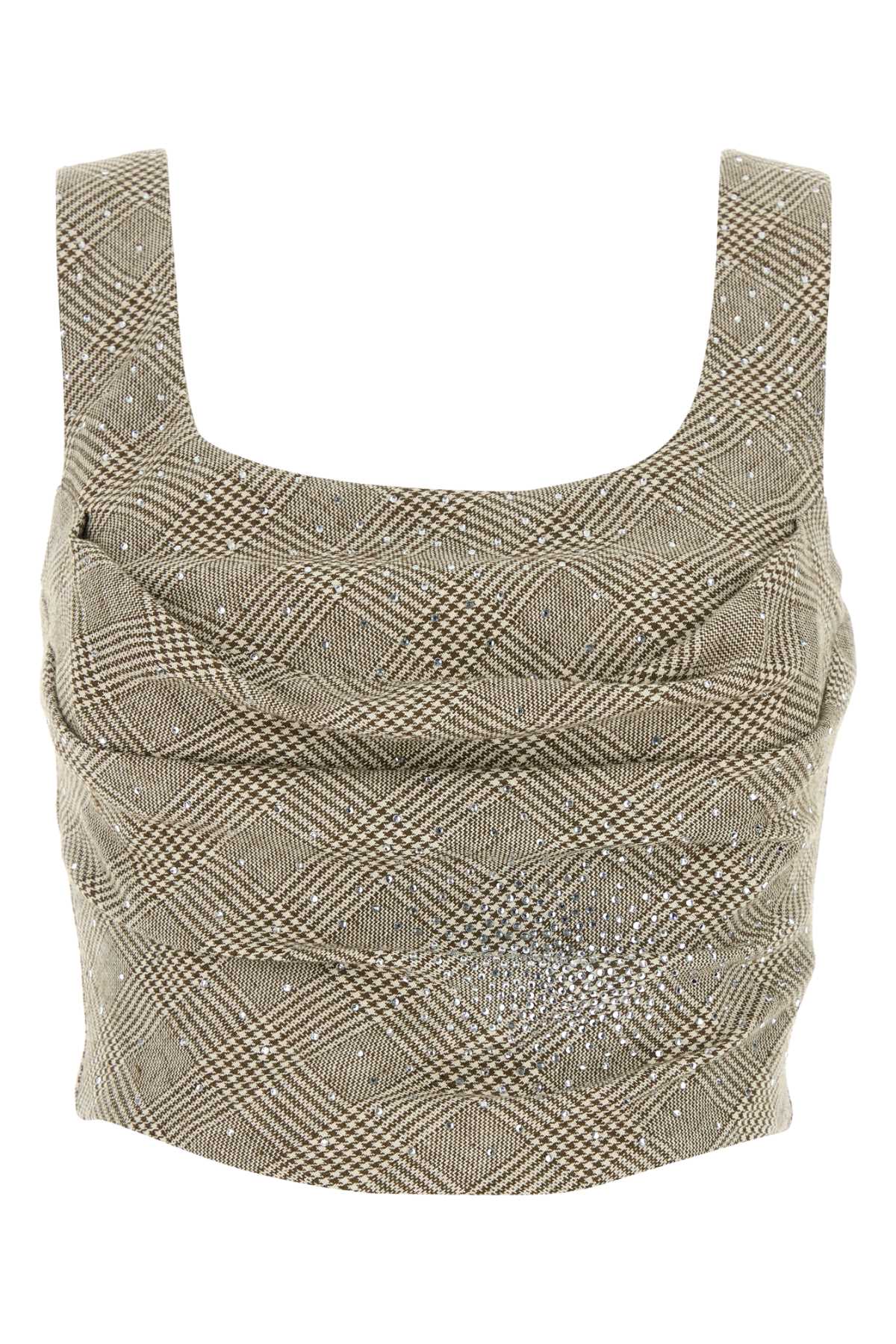 Giuseppe Di Morabito Square Neckline Sleeveless Cropped Top In Neutral
