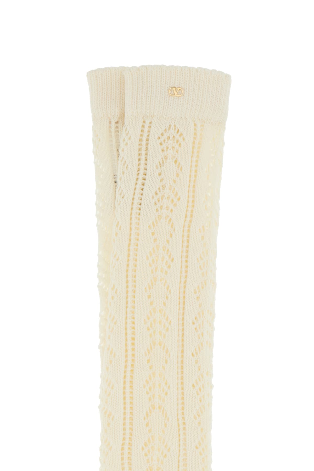 Valentino Perforated Cotton Socks For In White