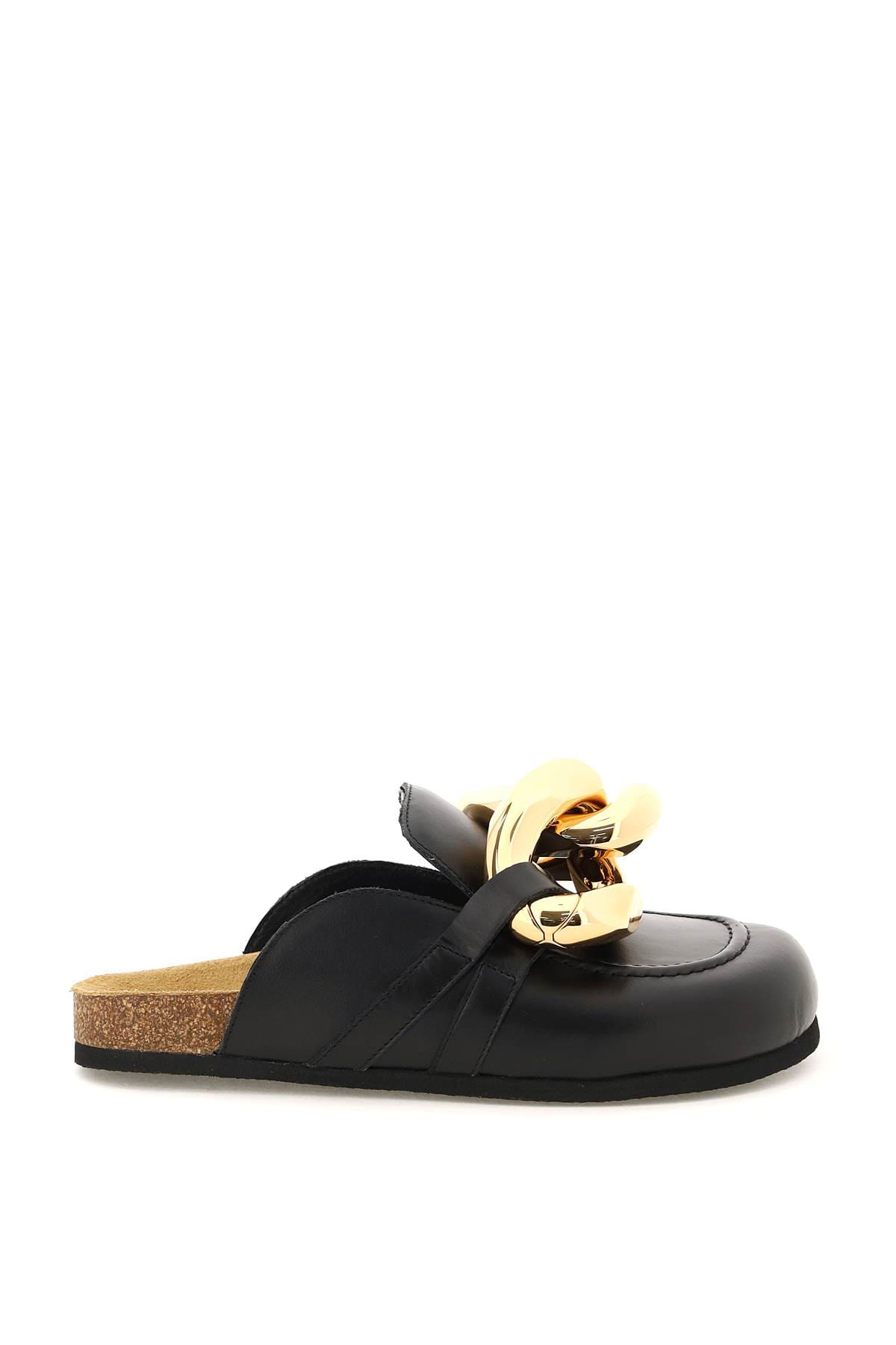 Shop Jw Anderson Leather Chain Mules In Black