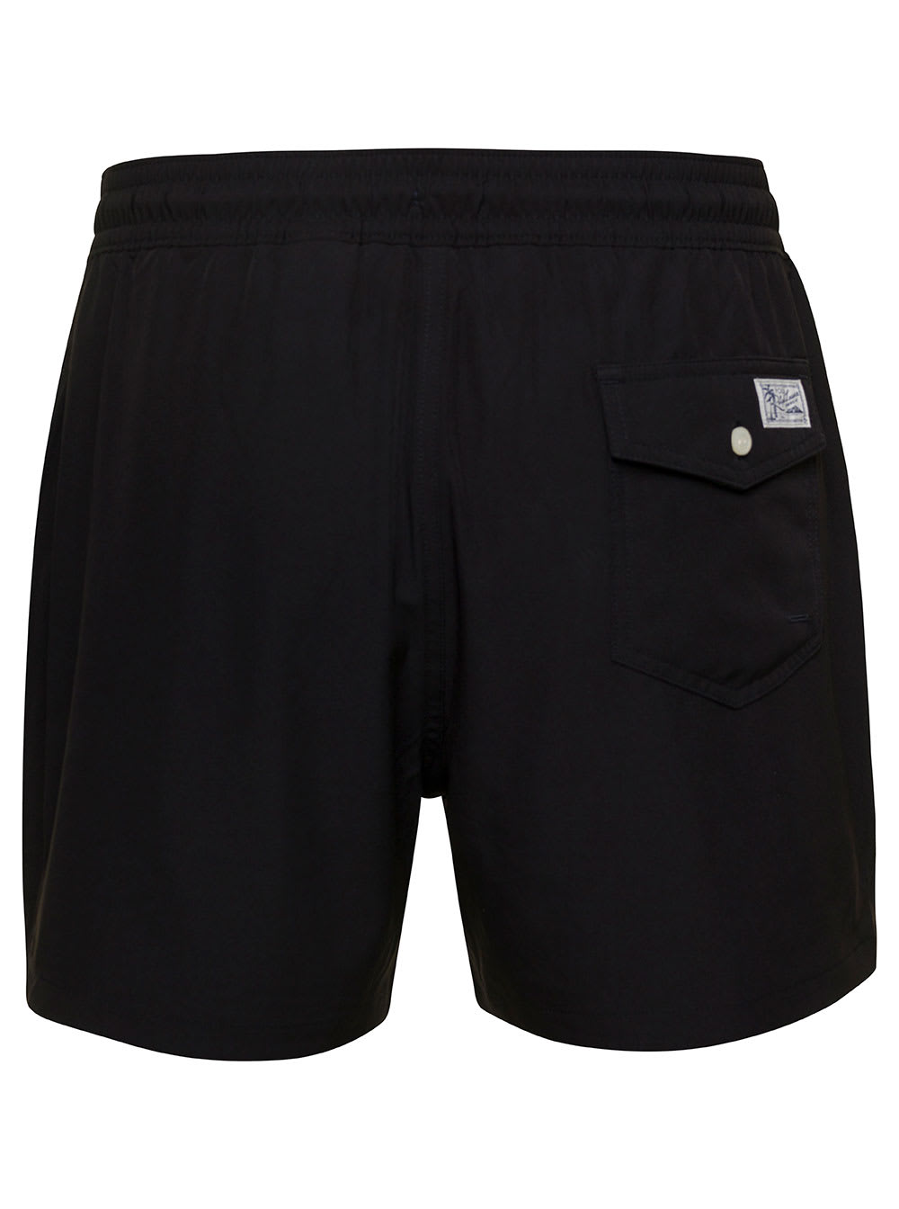 Shop Ralph Lauren Black Swim Trunks With Embroidered Logo And Logo Patch In Nylon Man