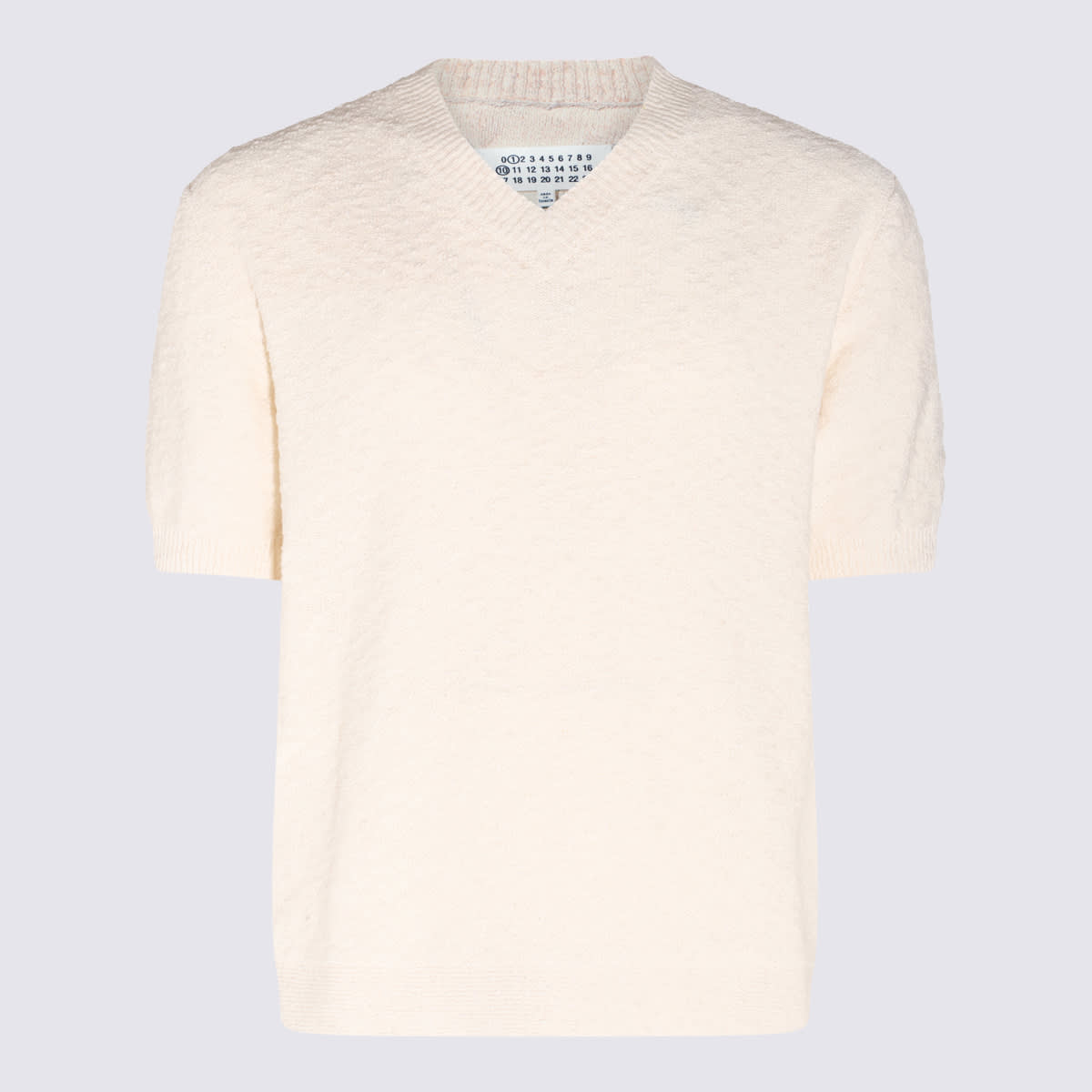 Shop Maison Margiela Off White Cotton Textured T-shirt In Off-white