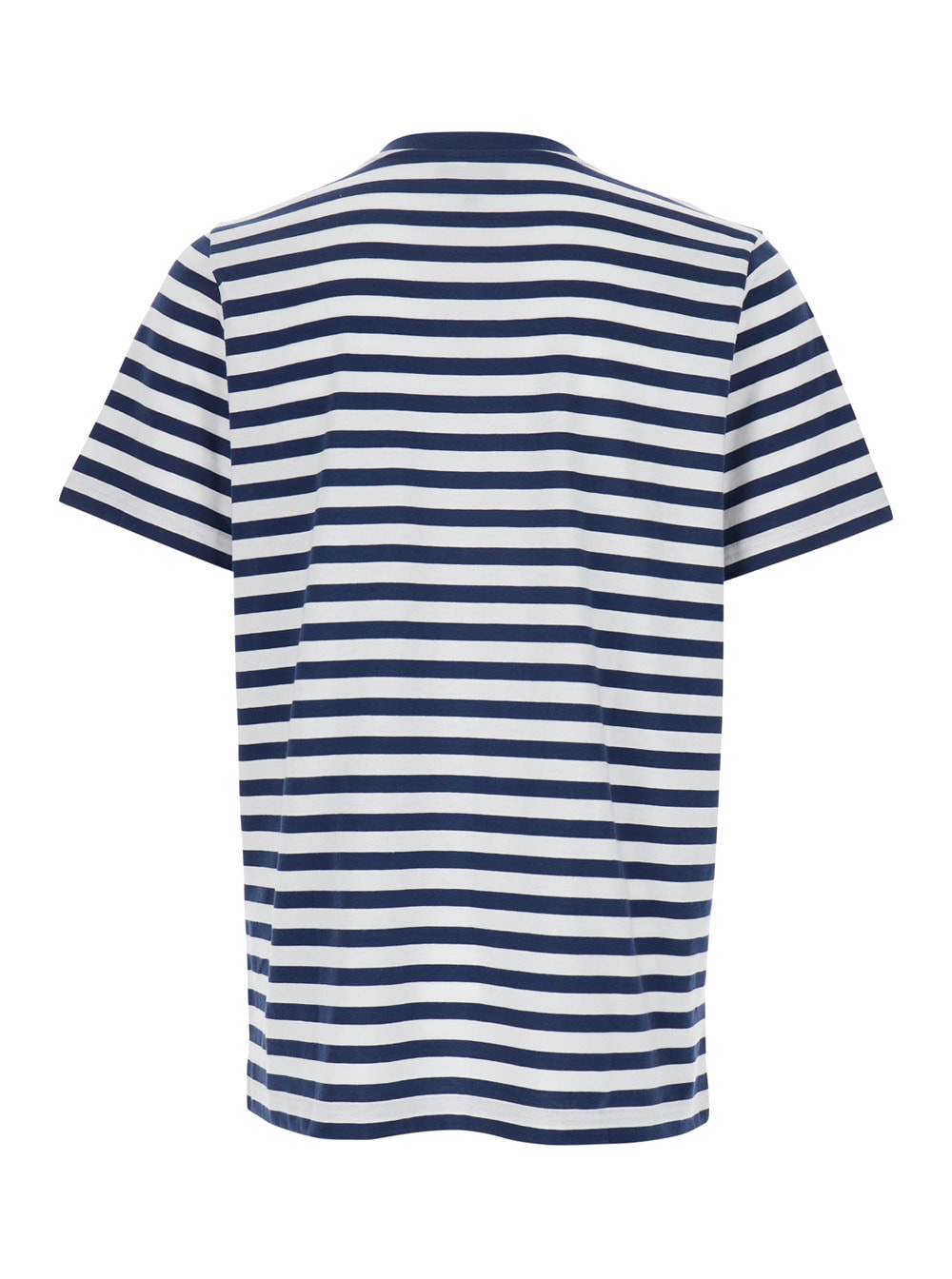 Apc A.p.c. Men Blue T-shirt With Striped Motif And Logo Embroidered On The Front In Cotton Man In Blu