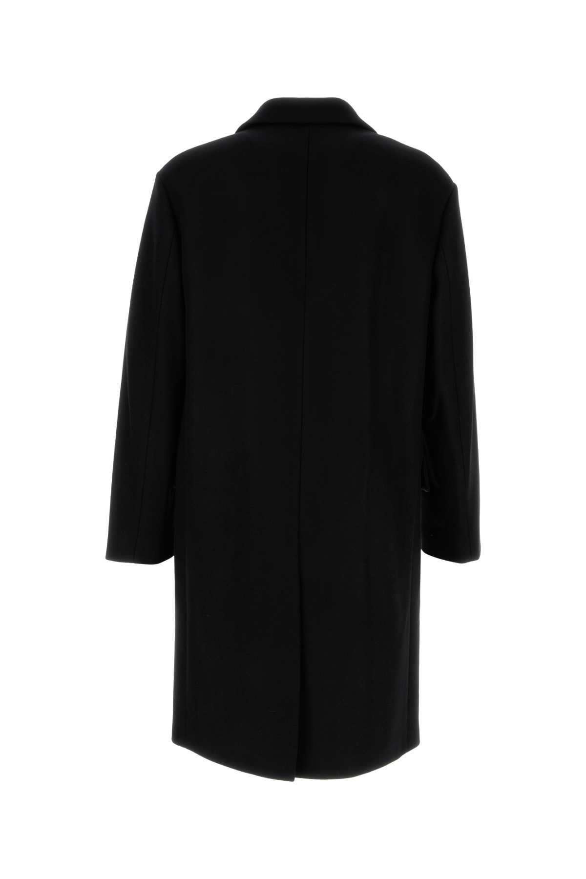 Shop Dries Van Noten Black Wool Blend Rustic Coat