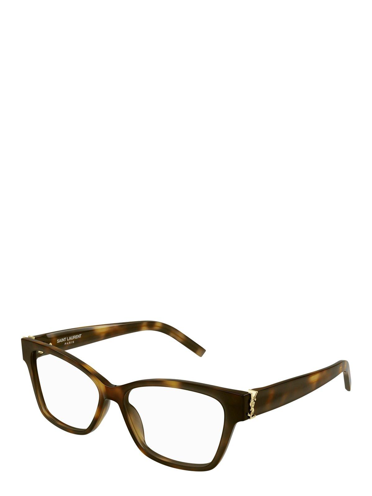 Saint Laurent Rectangle Frame Glasses In 002 Havana Havana Transpa