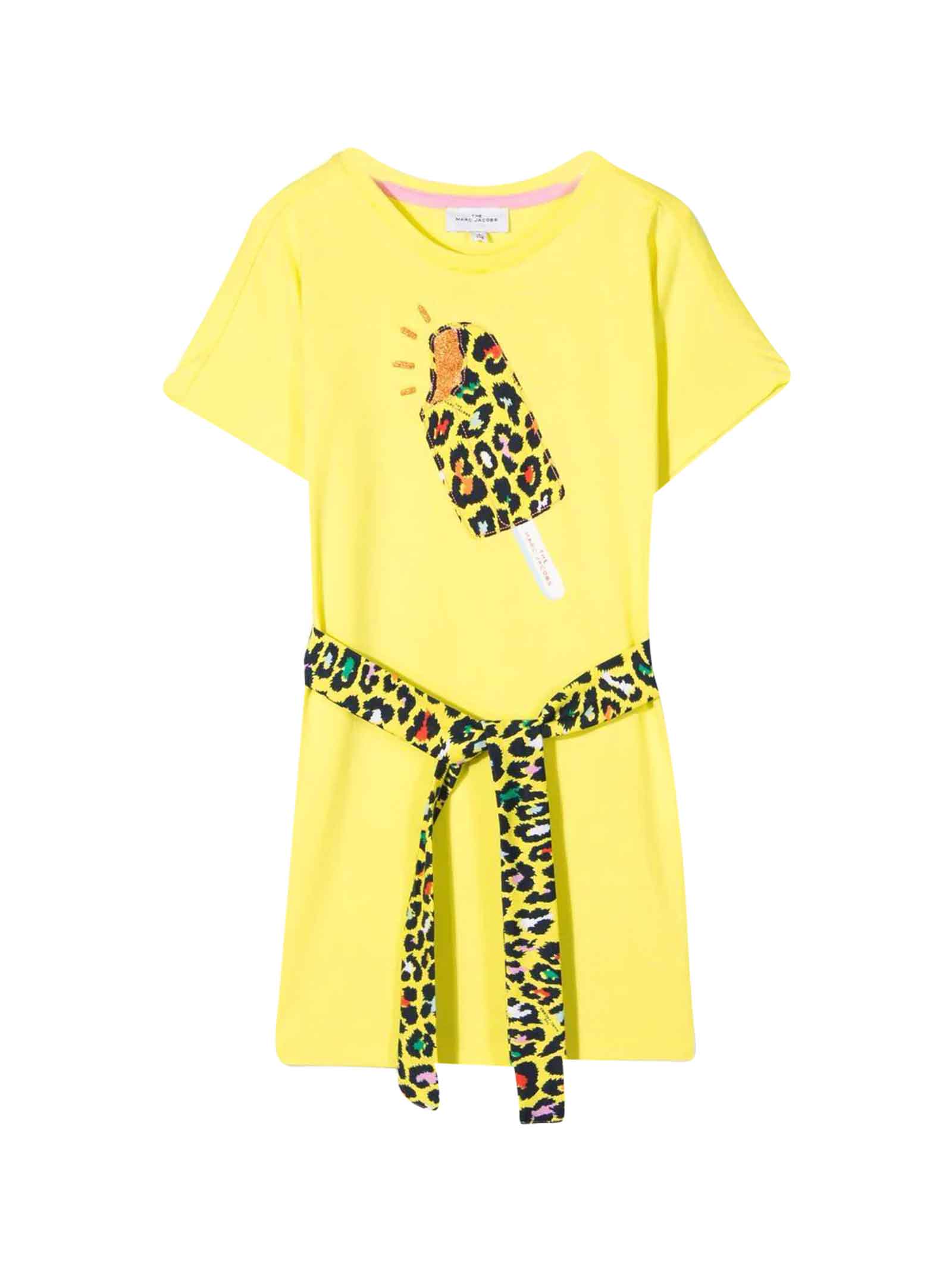 Yellow Girl Dress With Leopard Print Little Marc Jacobs