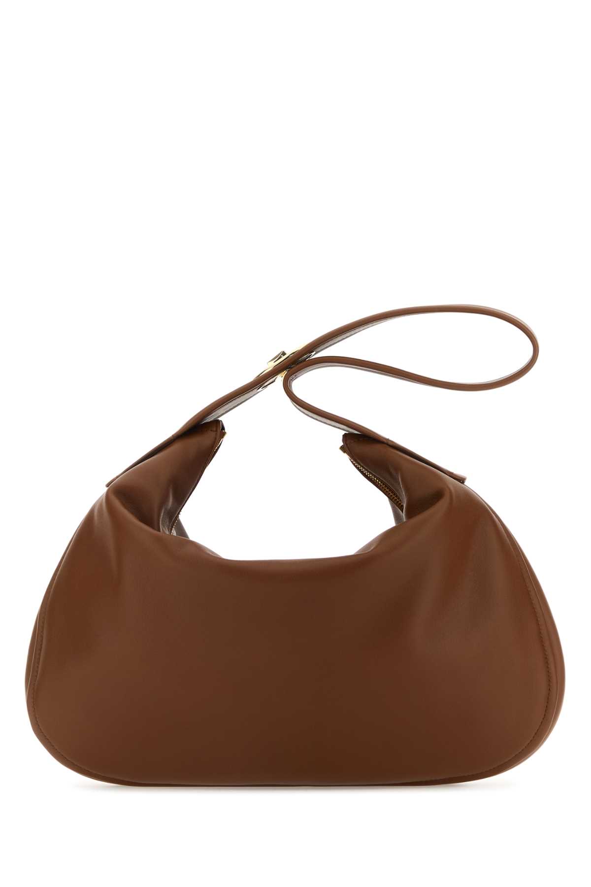 valentino garavani brown leather large go-hobo shoulder bag