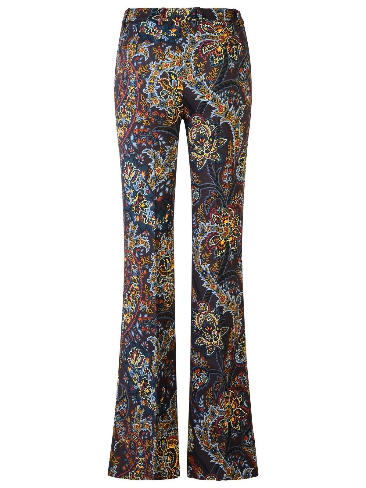 Shop Etro Paisley Printed Cady Trousers In Brown