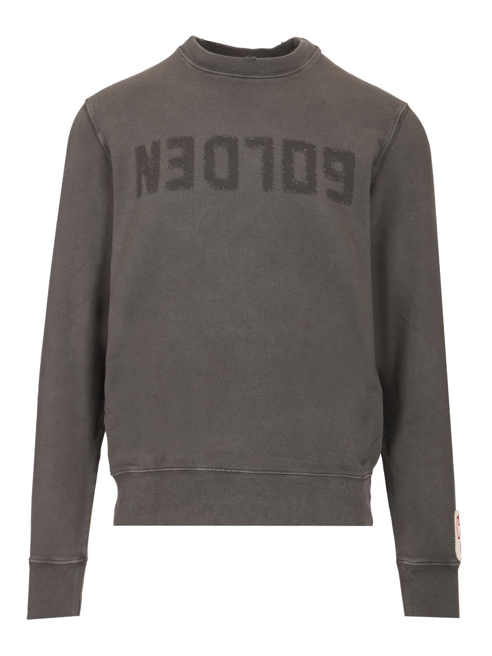 Golden Goose Golden M S Regular Sweatshirt Distressed Cotton Jersey With Logo Clothing In Gray