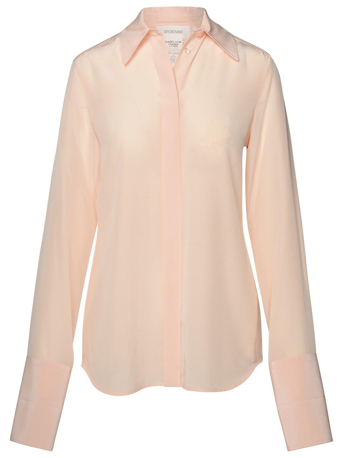 Shop Sportmax Buttoned Long-sleeved Shirt In Powder