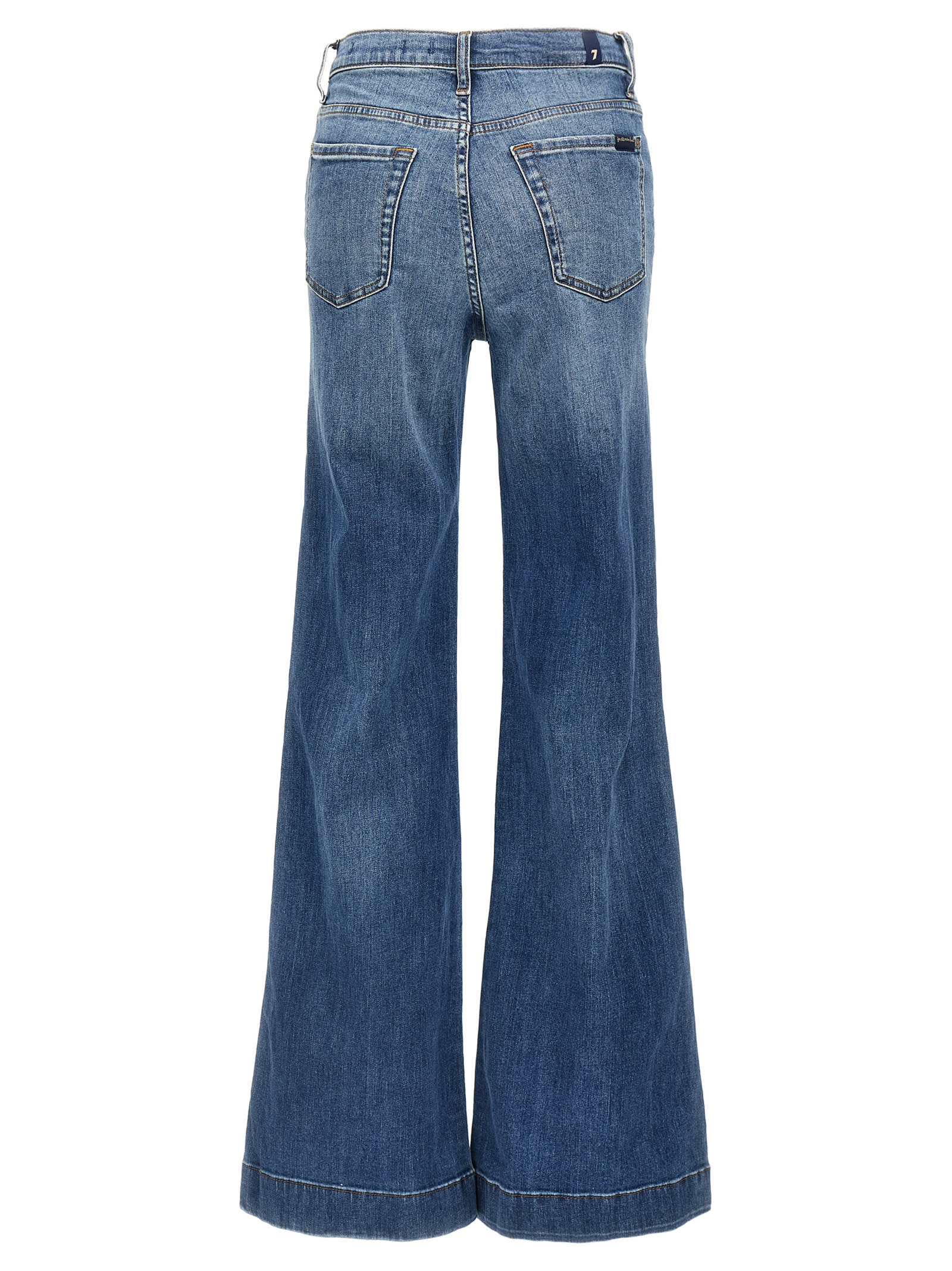 7 For All Mankind Womens Gran Canyon Modern Dojo Flared-leg High-rise Denim-blend Jeans In Blue