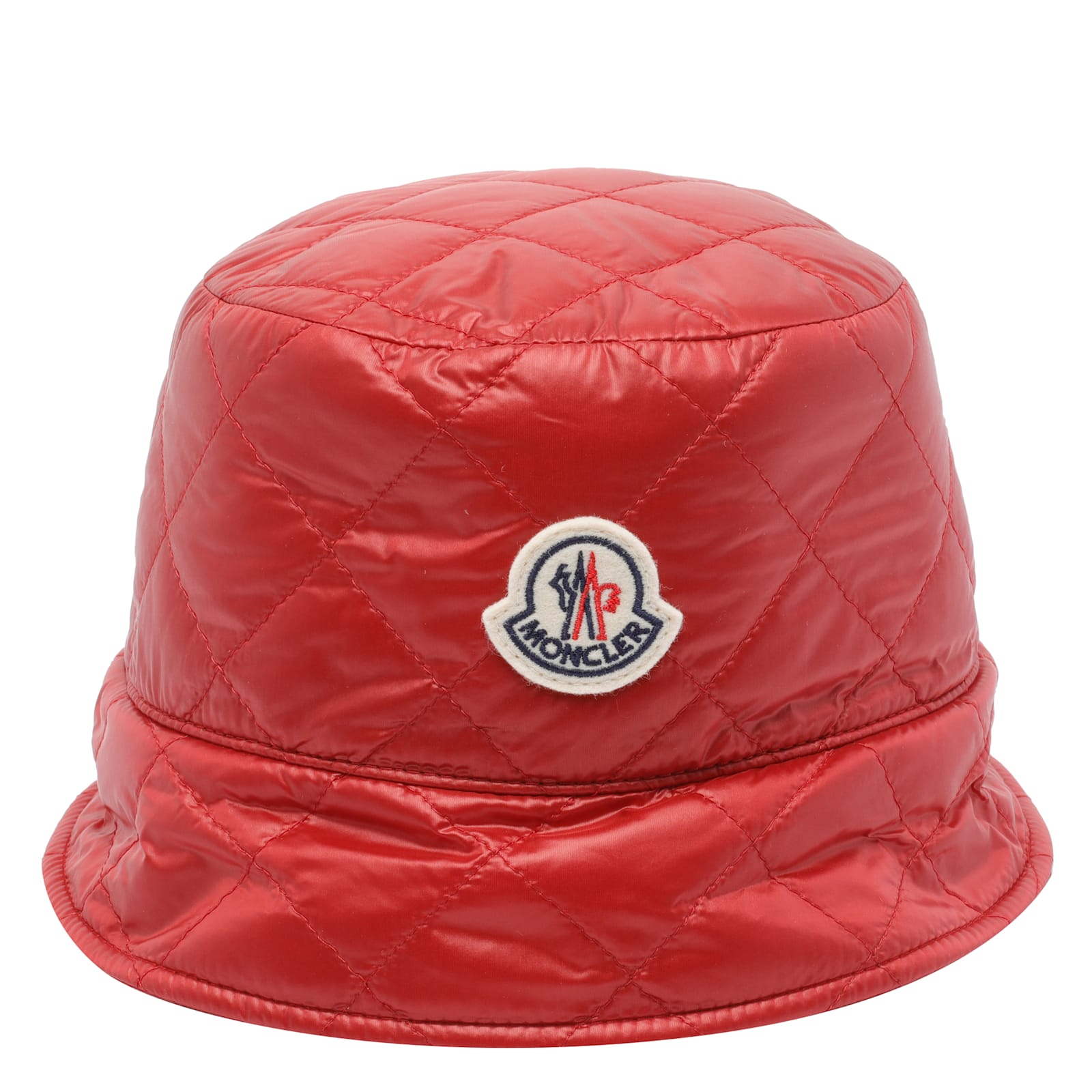 Moncler Diamond Quilted Nylon Bucket Hat In Red